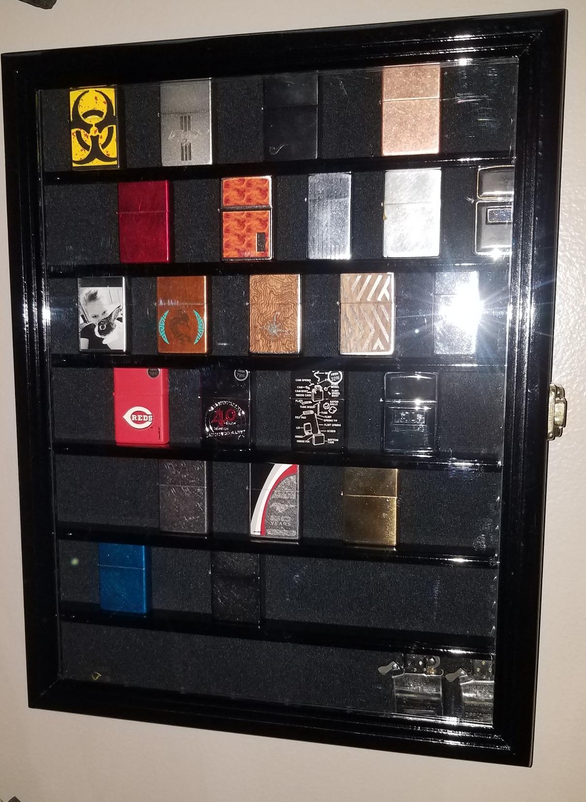 56 Lighter Display Case Cabinet Holder Wall Rack - Oak customer photo 2