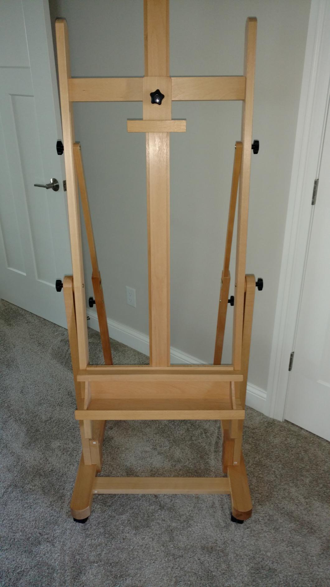 U.S. Art Supply Heavy Duty Extra Large Adjustable Wood H-Frame Easel | Sturdy Wooden Stand, Locking Caster Wheels - Studio Artist Easel for Painting, Canvas Holder Display, Sturdy Beechwood customer photo 1