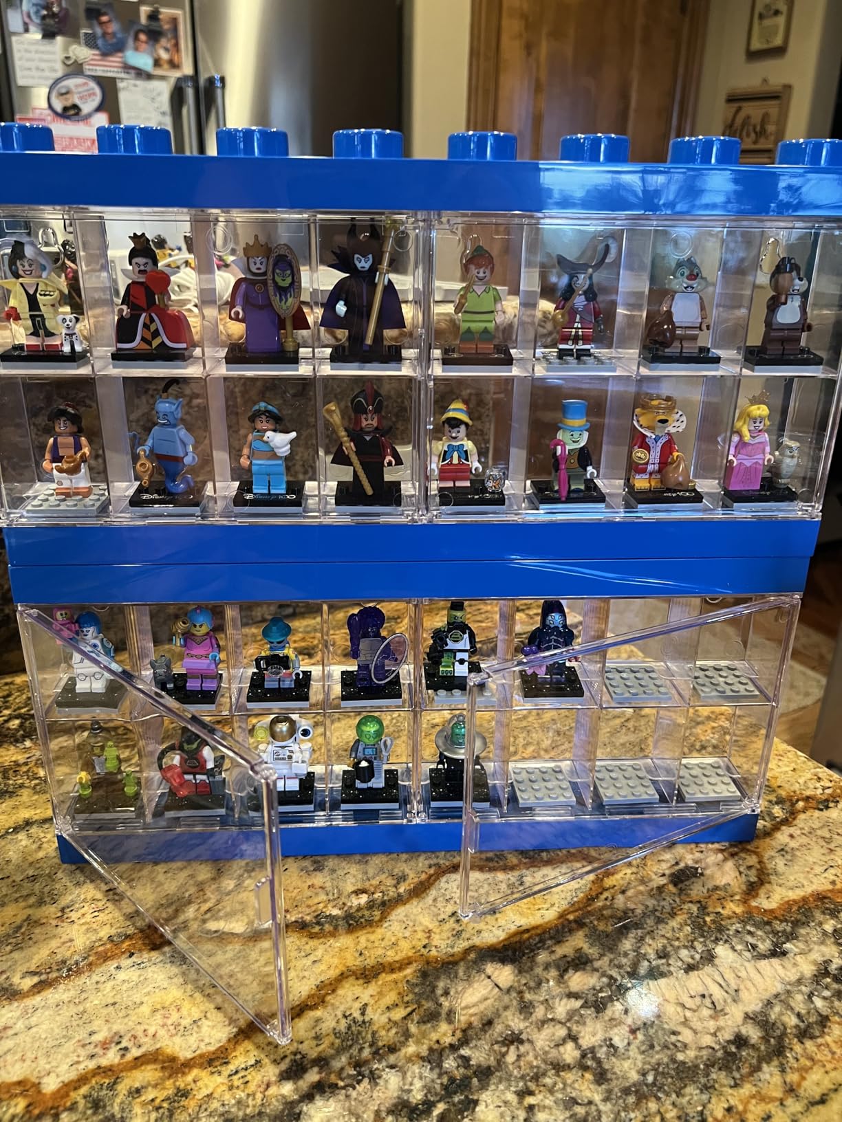 LEGO Minifigure Display Case 16 Red, Space for 16 Minifigures | Stackable storage cabinet with 16 individual compartments and baseplates. BPA and phthalate free, wall-mountable design customer photo 2