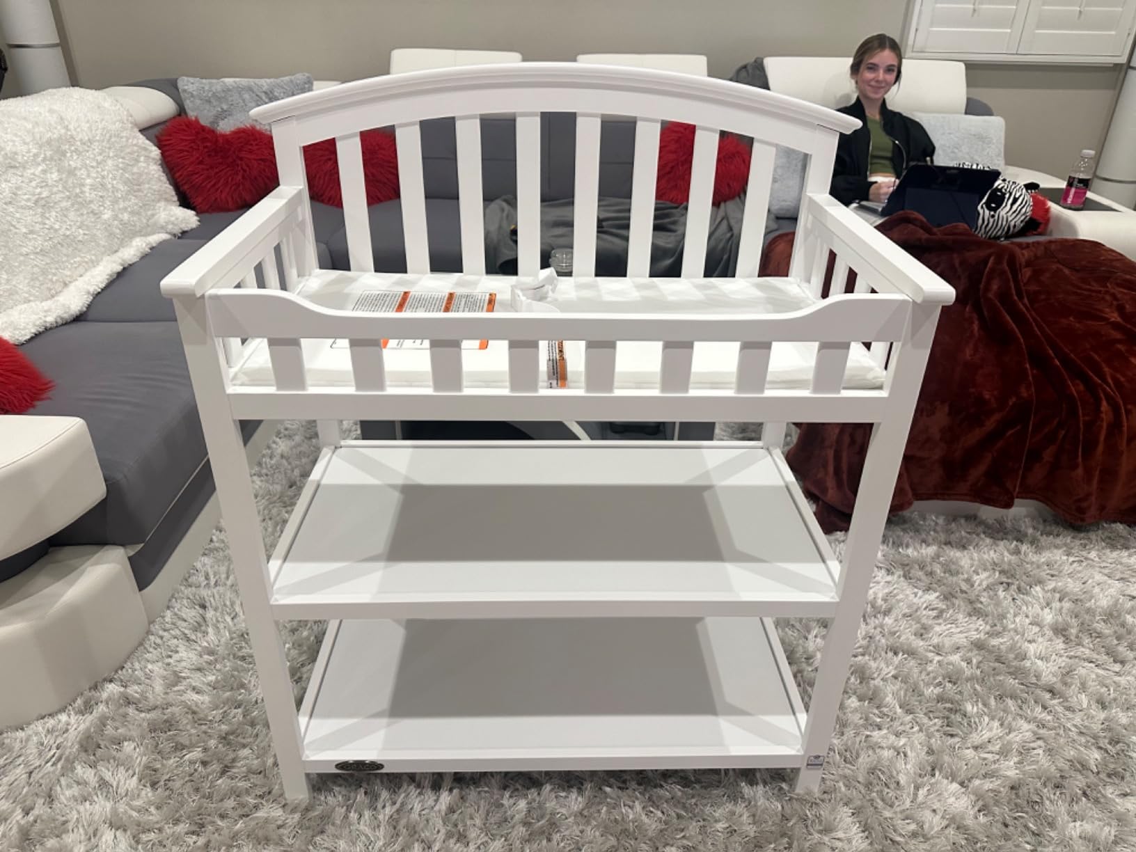 Graco Changing Table with Water-Resistant Changing Pad, White | GREENGUARD Gold Certified Nursery Changing Table, Includes Water-Resistant Changing Pad, 2 Shelves customer photo 1