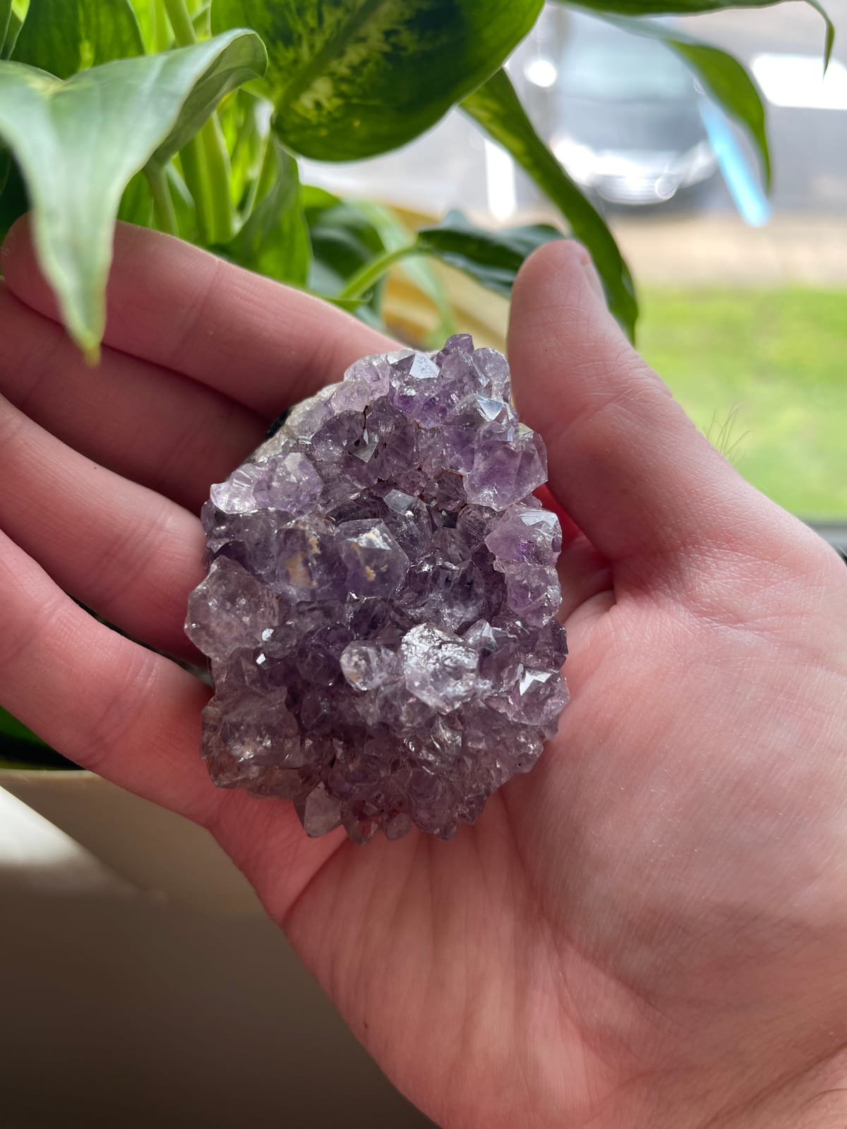 SUNYIK 0.2-0.3 LB Natural Raw Amethyst Crystal Cluster Geode Home Decor | Rough Purple Amethyst Crystal Geode, Natural Mineral Specimen, for Reiki Healing Chakra Meditation, Crystal Rock Collection customer photo 1
