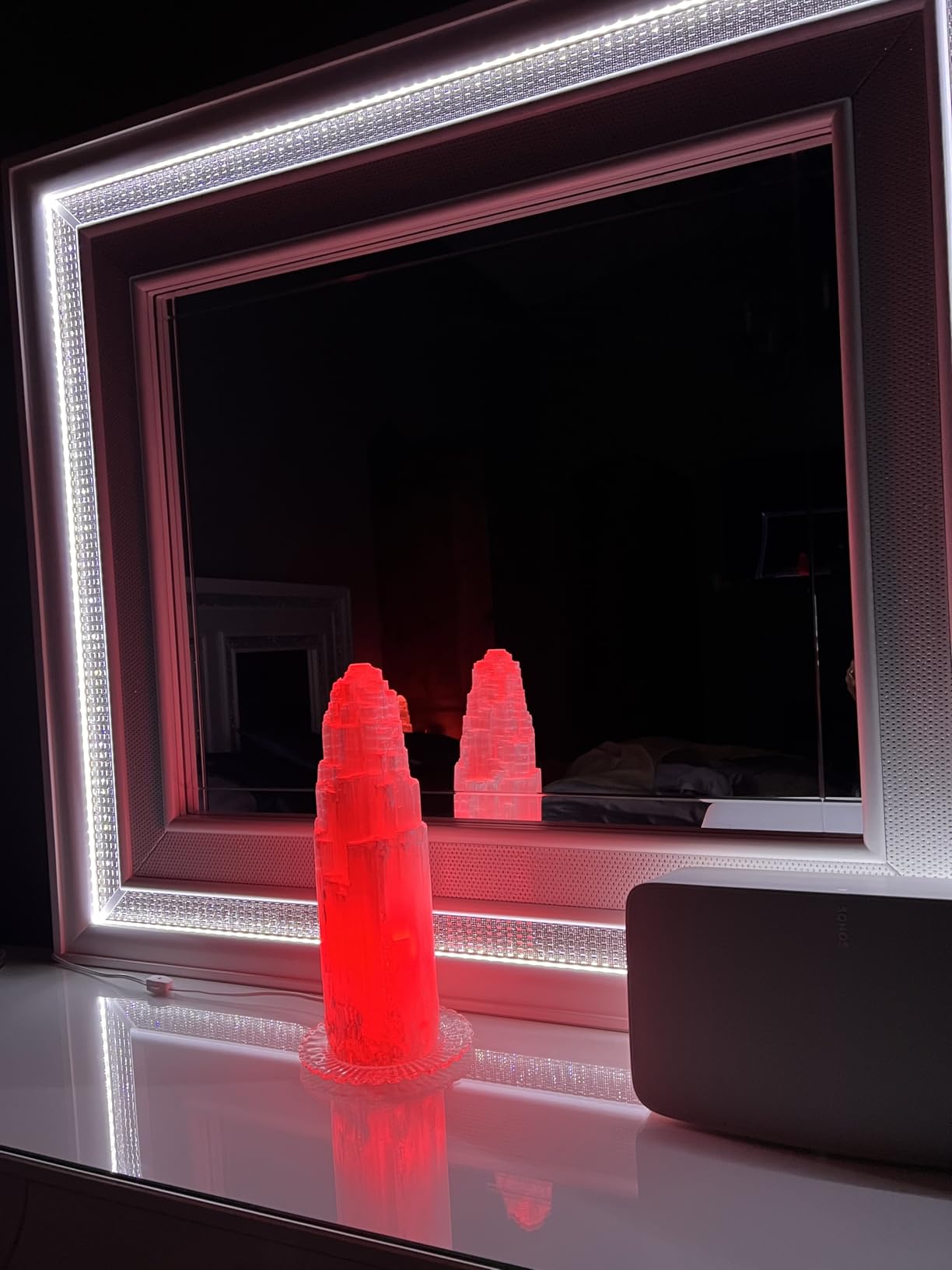 Extra Large Single Tower Selenite Skyscraper Lamp 15