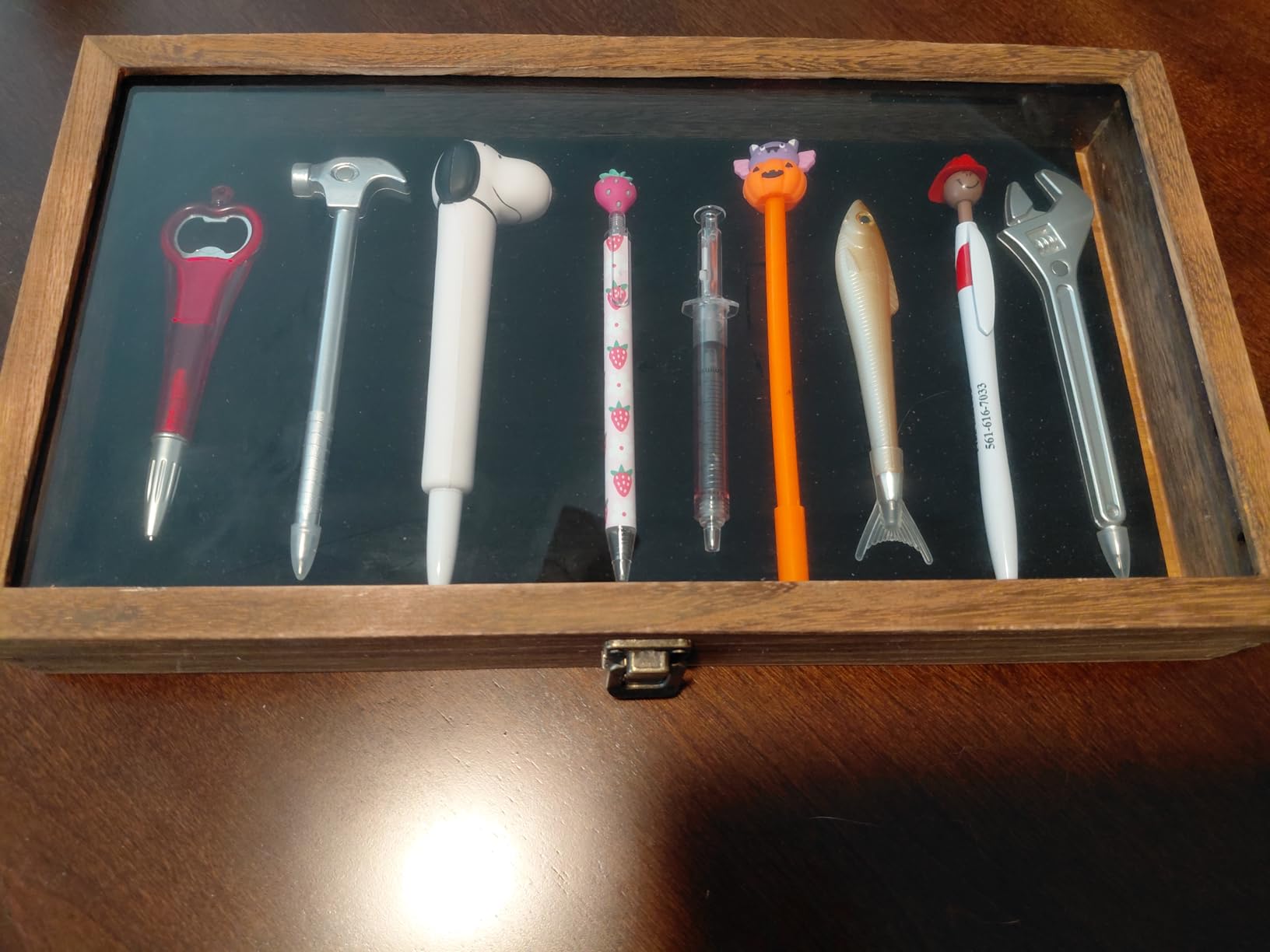 MOOCA Wood Jewelry Display Case with Tempered Glass Top, Black Velvet Pad customer photo 2