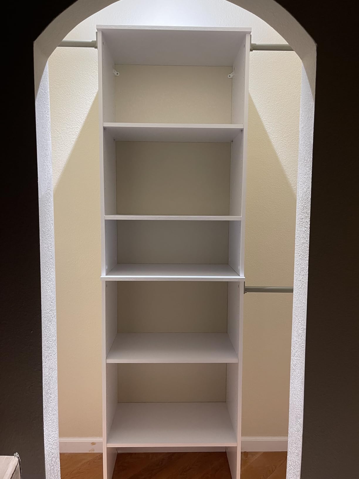 ClosetMaid SuiteSymphony Wood Closet Organizer System, 25-Inch Starter Kit with Tower and 3 Hang Rods and Shelving, Adjustable Shelves, Customizable Insert, Reach-in or Walk-in Closets, Pure White customer photo 1