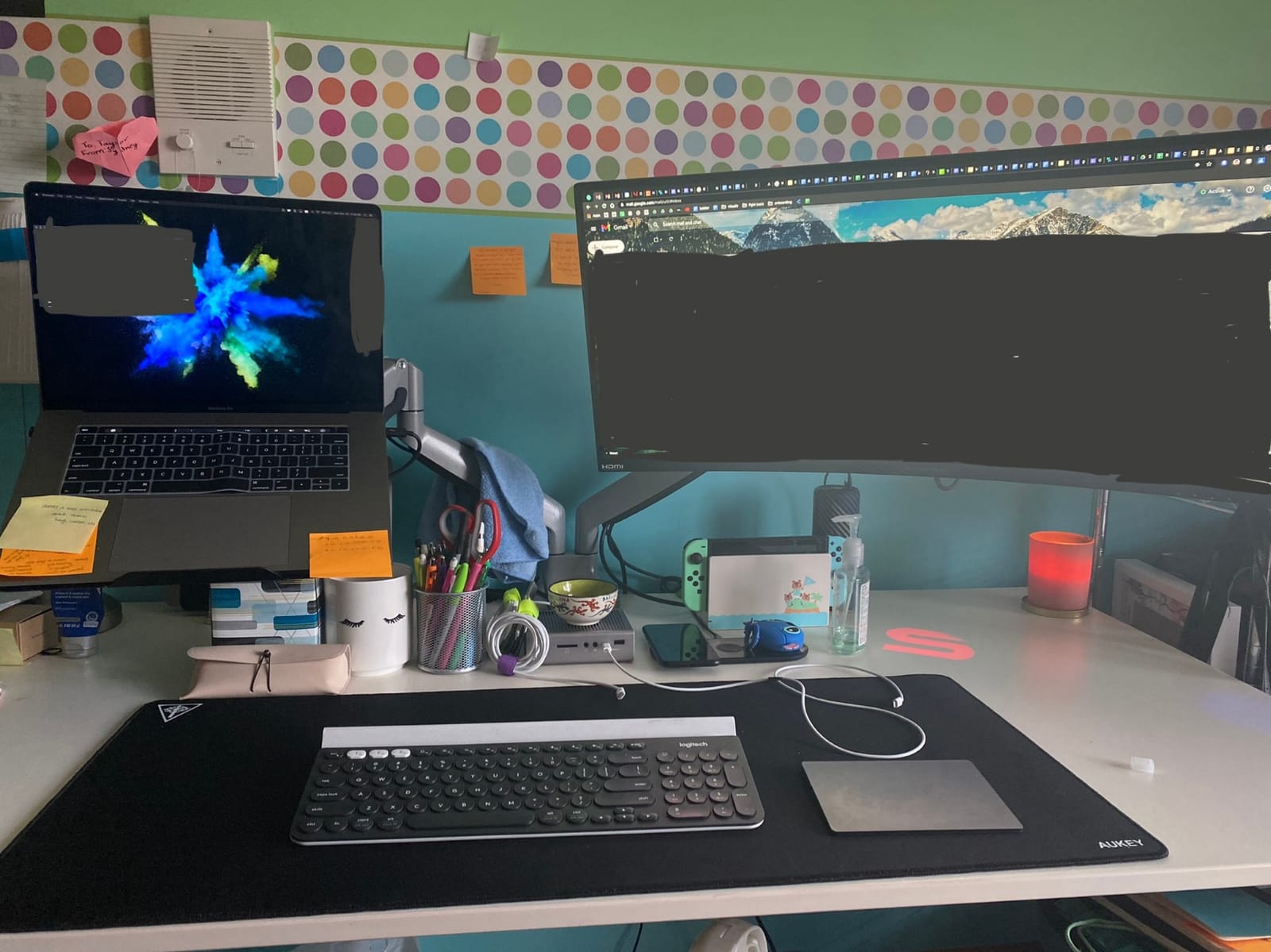 Mount-It! (MI-1772) Dual Monitor Arm Mount Desk Stand Two Articulating Gas Spring Height Adjustable Arms | Fits Up To 32 inch VESA 75 100 Compatible Screens | C-Clamp and Grommet Bases (Silver) customer photo 1