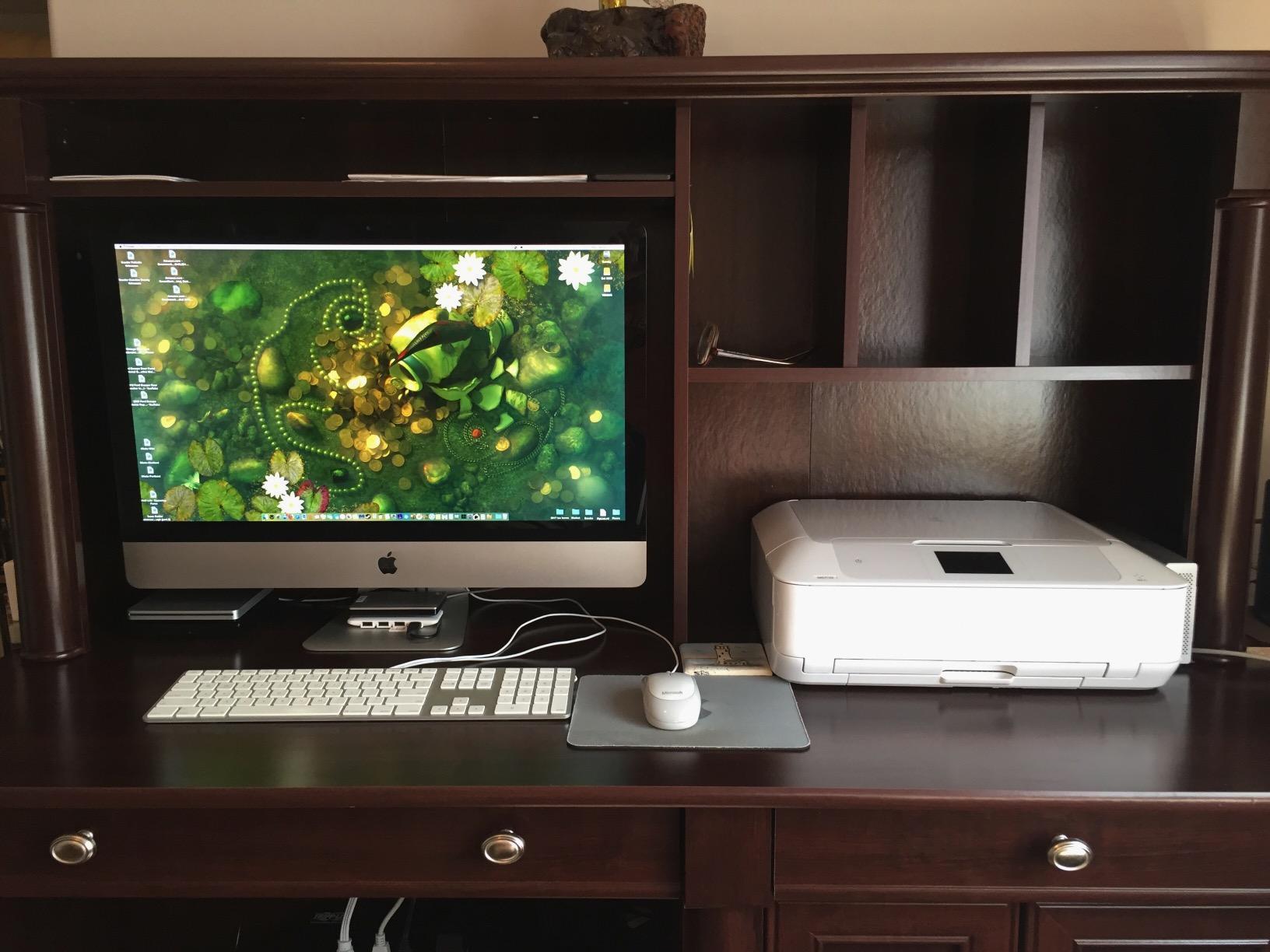 Sauder Palladia Computer Desk with Hutch, Large Storage and File Drawer, Home Office Desk - Select Cherry Finish customer photo 2