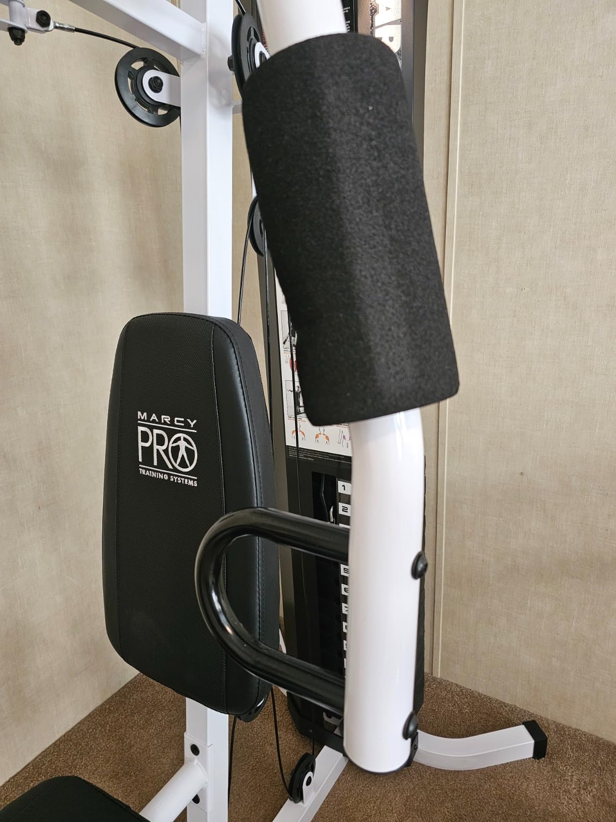 Marcy Home Gym Workout Station with Curl Pad, Lat Pulldown, Leg Developer & Weights, White customer photo 1