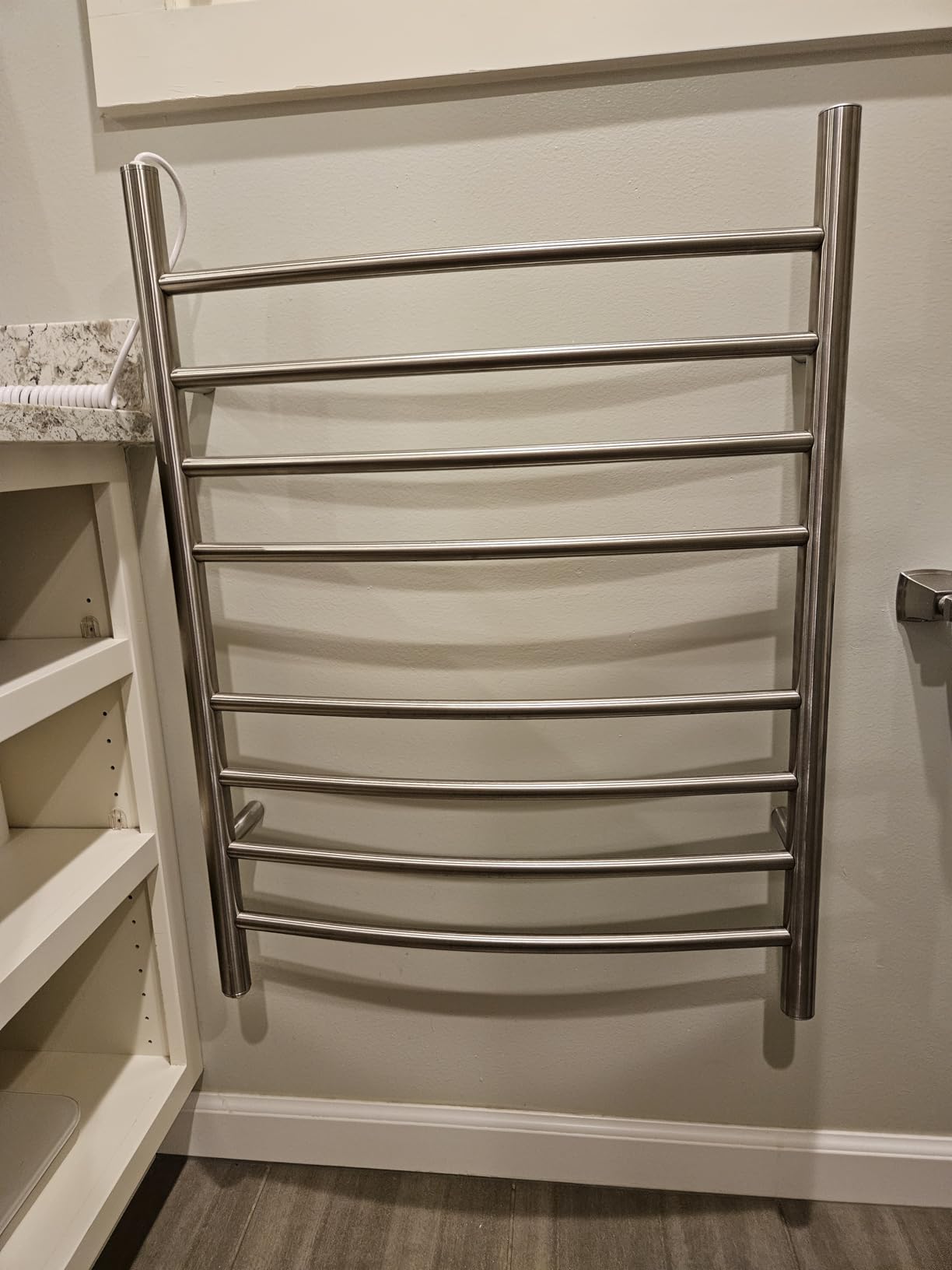 HEATGENE Towel Warmer 8 Bar Plug-in Curved Bath Towel Heater Towel Warmer for Bathroom Plug-in Drying Rack Brushed customer photo 1