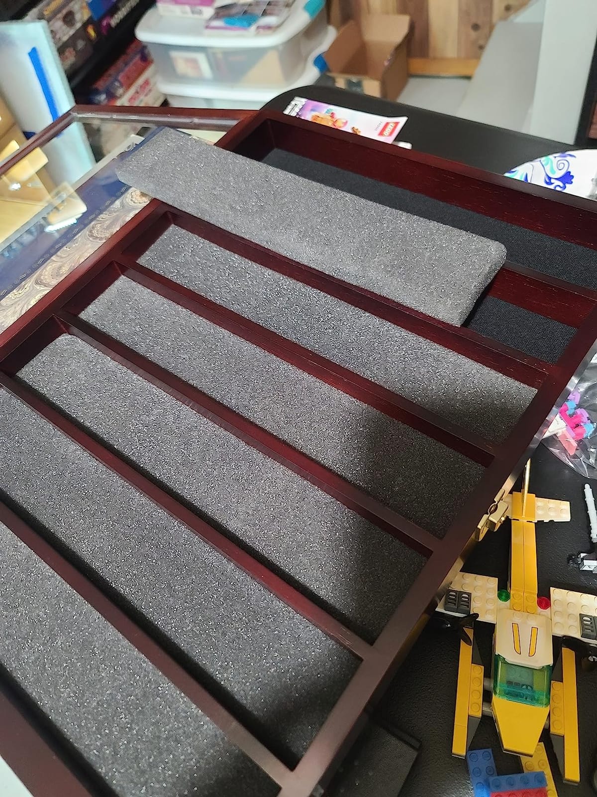 56 Lighters Display Case Cabinet Shadow Box Compatible with Zippo Lighters Sport Military Lighters Match Books Black Finish customer photo 1
