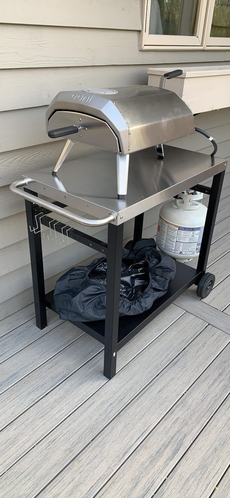 Royal Gourmet Dining Cart Table with Double-Shelf, Movable Stainless Steel Flattop Grill Cart, Hooks, Side Handle, Multifunctional PC3401B (Black) customer photo 2