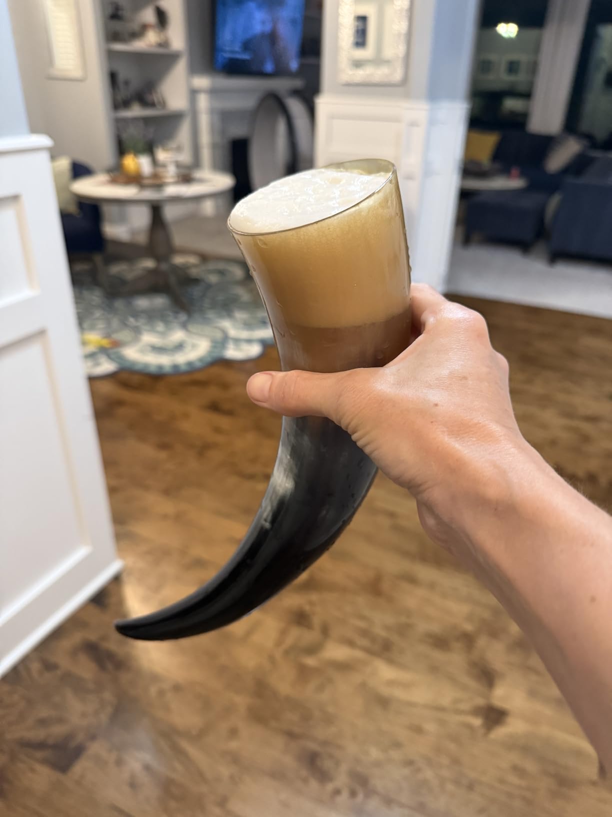 Mythrojan Viking Drinking Horn with Strap - Medieval Norse Beer Mug, Large Ale Cup 500 ml (16oz) customer photo 1