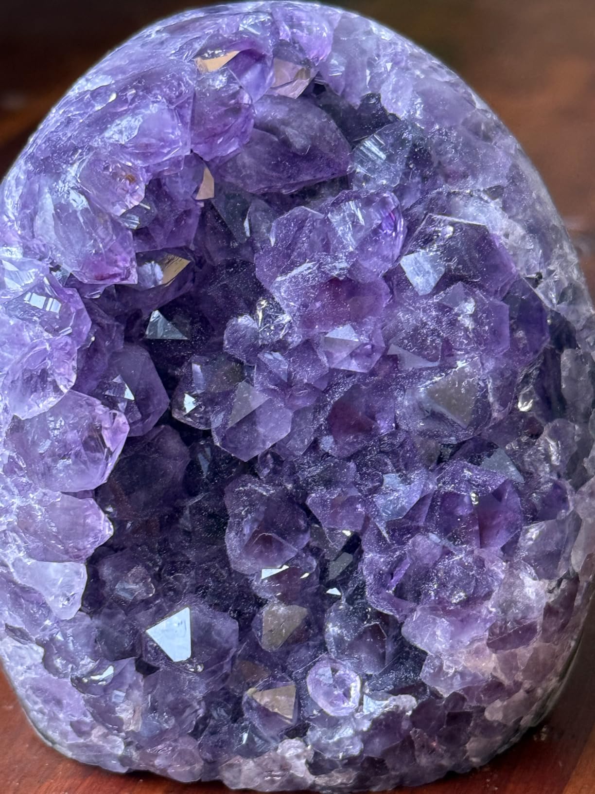 Natural Amethyst Geode Crystal Cluster 2-2.5 lb with BONUS Selenite Wand | Unique Stone, Deep Purple Uruguay Quartz Crystal, Raw Mineral Specimen for Home Decor, Office Desk & Rock Collection customer photo 1