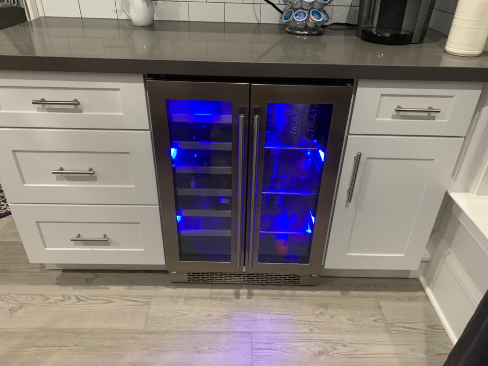 Zephyr Presrv 24 Inch Wine Fridge & Beverage Refrigerator Dual Zone Under Counter - Wine Cooler Cellars Small Beer Fridge Cabinet Drink Chiller Freestanding with French Glass Door 21 Bottles, 64 Cans customer photo 2
