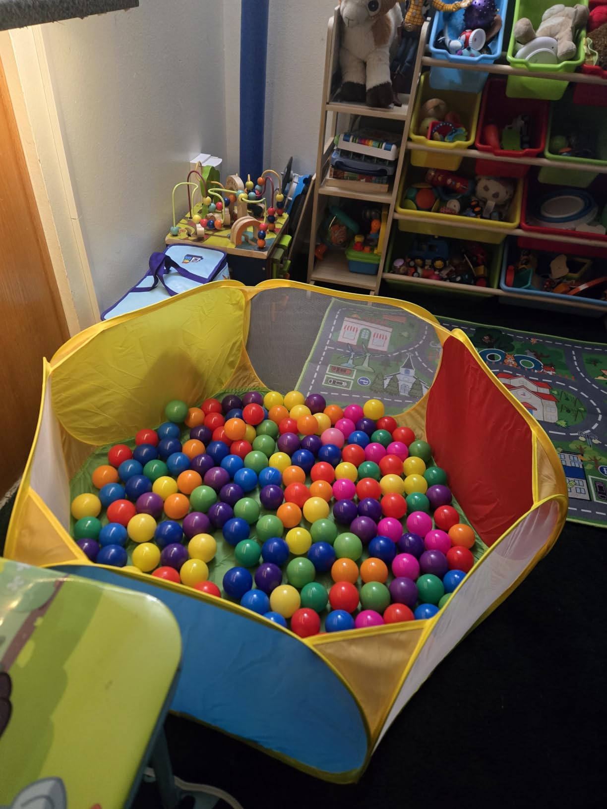 Eocolz Kids Ball Pit Large Pop Up Childrens Ball Pits Tent for Toddlers Playhouse Baby Crawl Playpen with Basketball Hoop and Zipper Storage Bag, 4 Ft/120CM, Balls Not Included (Blue Yellow Red) customer photo 1