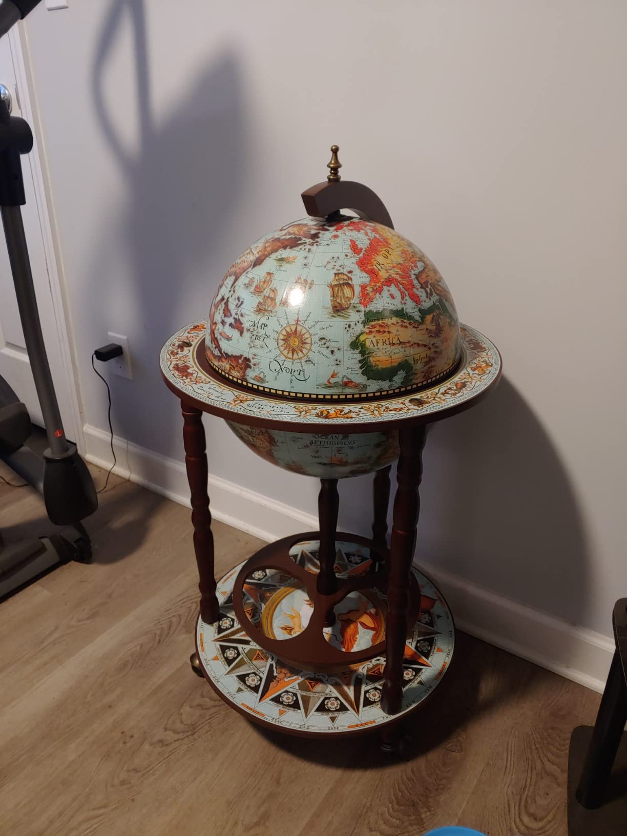 Design Toscano SJ360015 Sixteenth Century Cielo Replica Globe Bar Liquor Cabinet, 18 Inches Diameter, 36 Inches Tall, MDF, Hardwood and Paper, Blue Finish customer photo 2