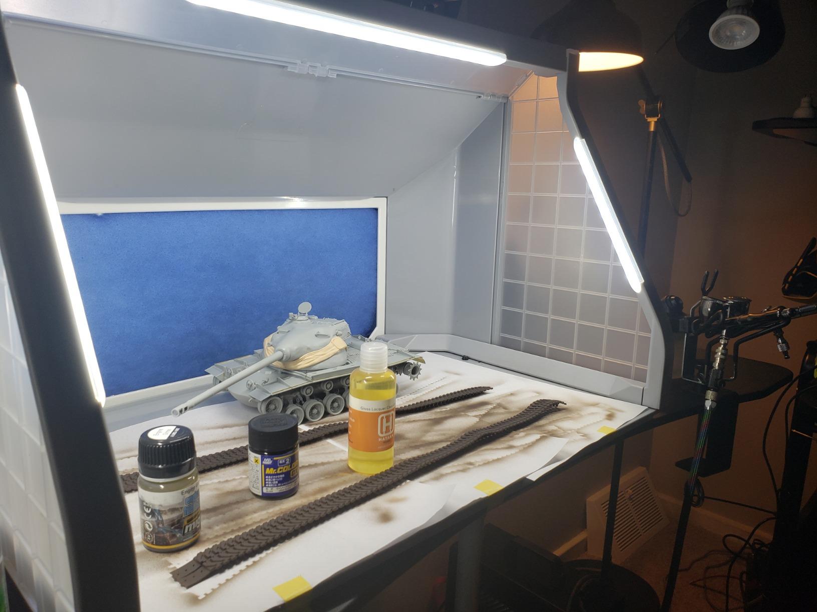 OPHIR Dual Fans Airbrush Spray Booth with 3 LED Lights & 5.6ft Hose | Large Airbrush Paint Booth with 360° Turntable for Model Painting, Crafts, Shoes, Cake and DIY Art Projects customer photo 1