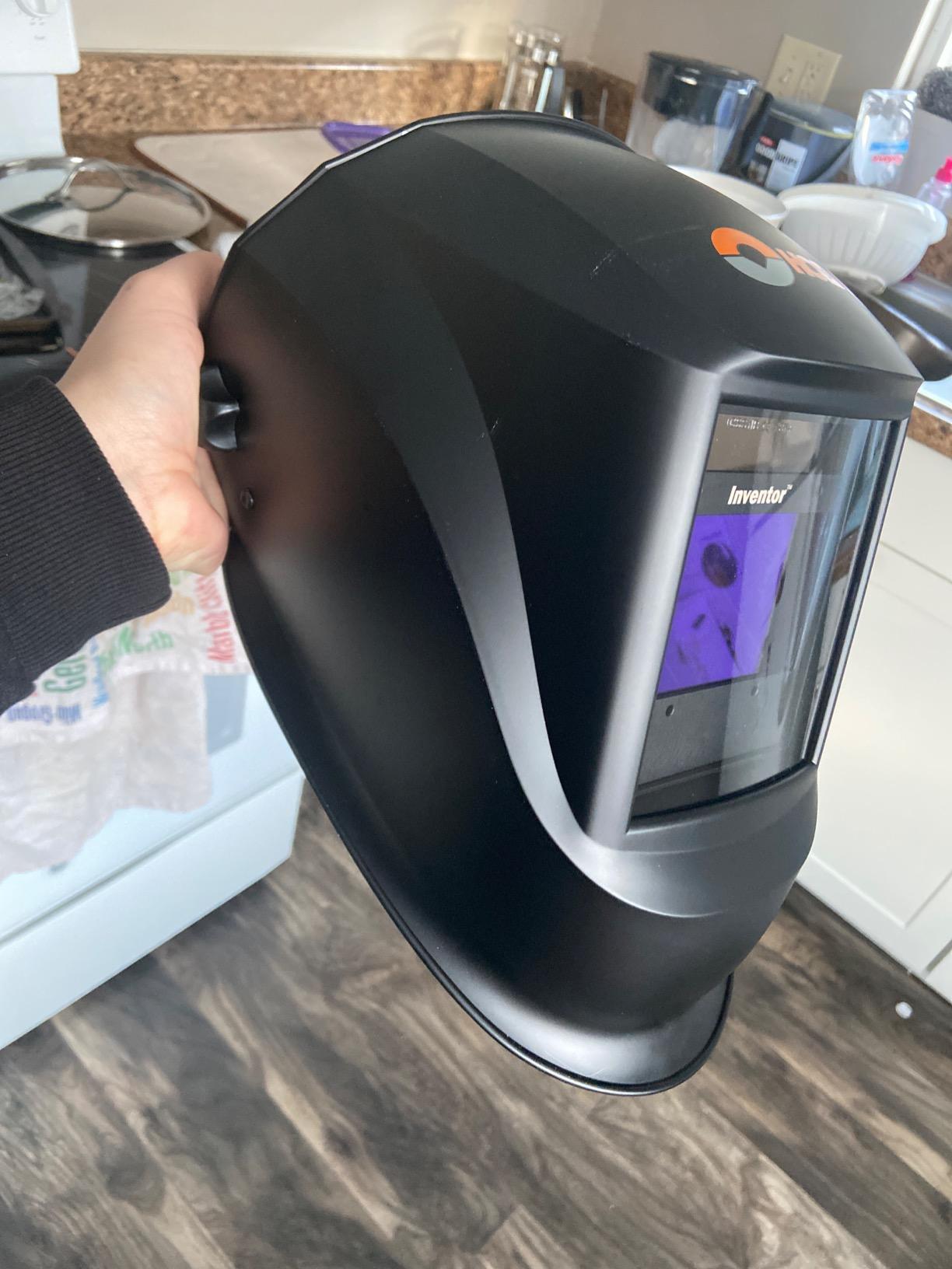 Hobart 770890 Auto-Darkening Welding Helmet, Large, Black | PureColor lens; 9.3 sq in widescreen view; 4 arc sensors; grind mode; analog shade controls; Large customer photo 1