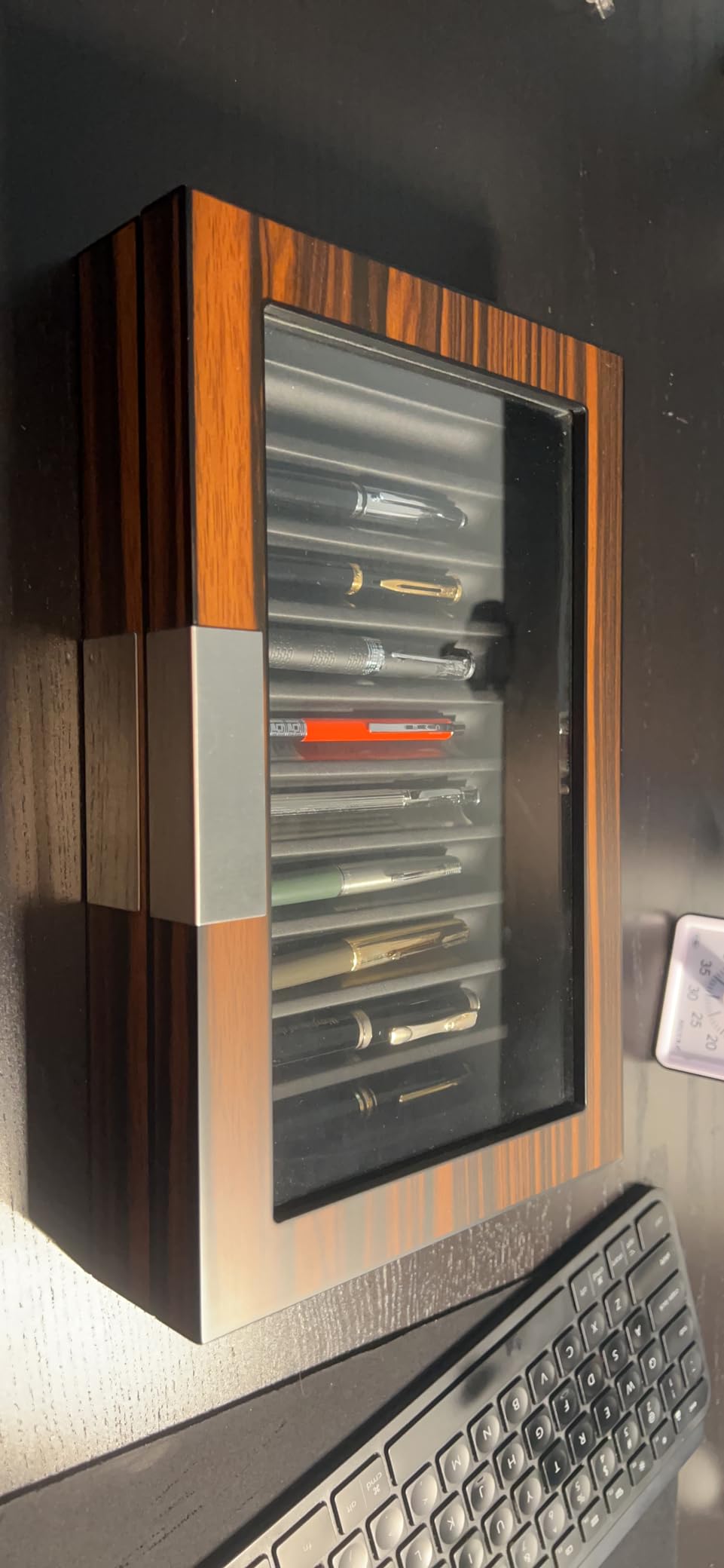 Wood Pen Box - 10 Slot Organizer With Glass Lid, Top Window Display Case for Collection Storage customer photo 2