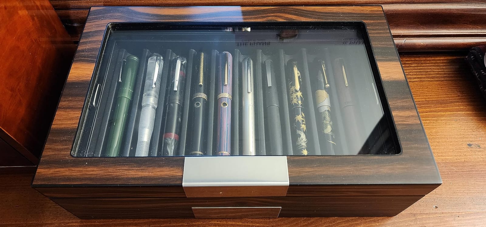 Pen Display Case - Ebony Wood Storage Box with Glass Window, Holds 20 Fountain Pens, Luxury Pen Organizer for Collectors customer photo 2