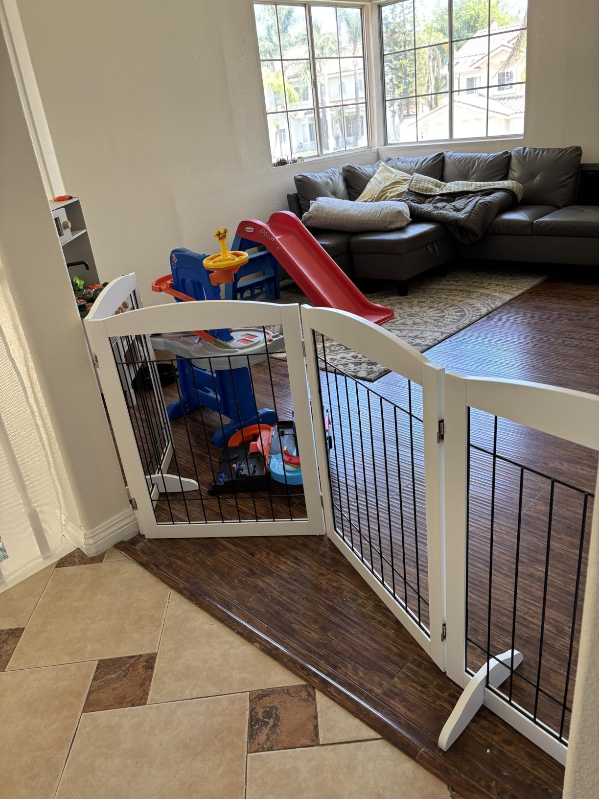 PAWLAND Extra Wide Foldable Dog gate for Doorway, Indoor, 96