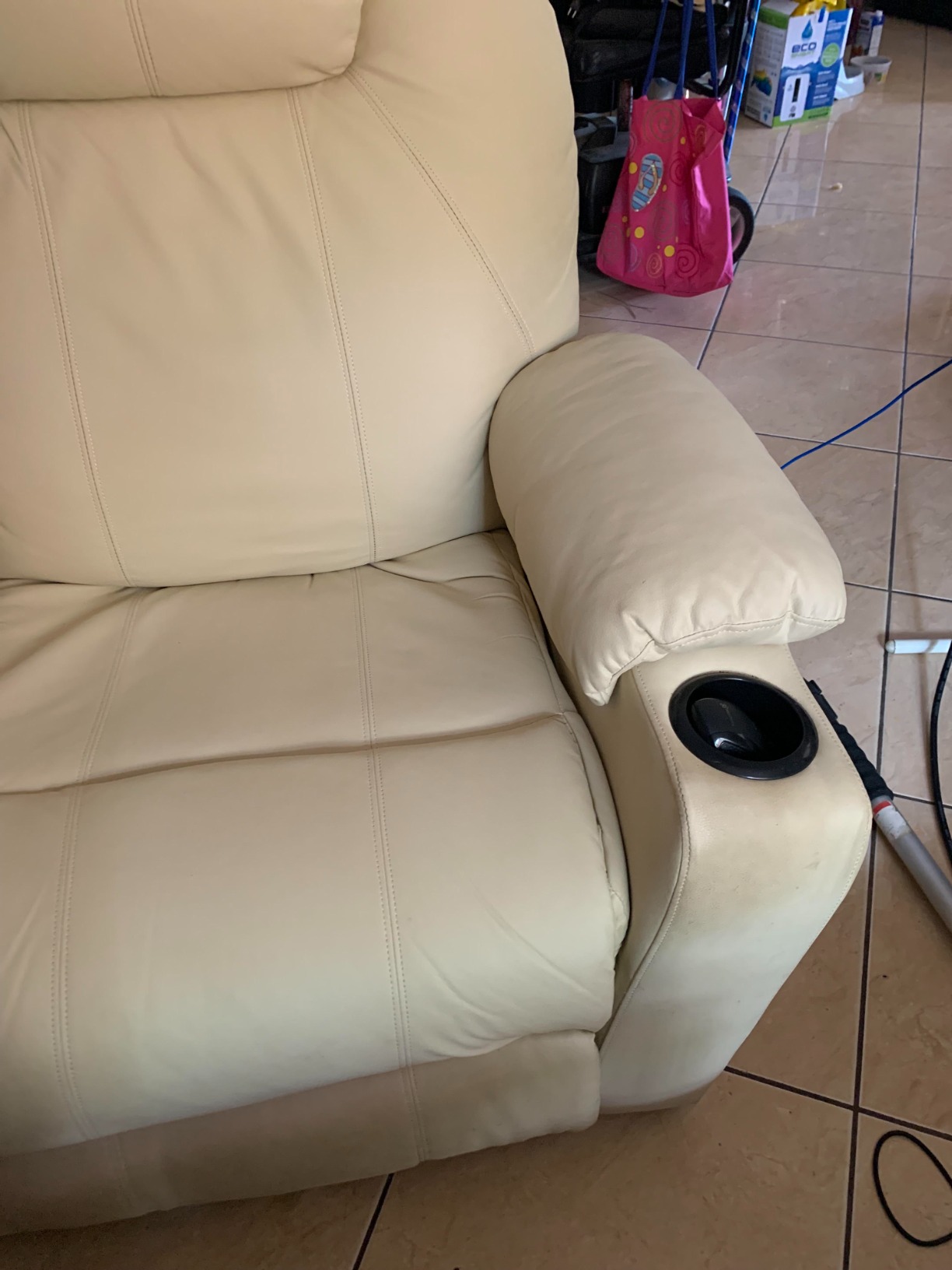 MCombo Electric Power Lift Recliner Chair Sofa with Massage and Heat for Elderly, 3 Positions, 2 Side Pockets, and Cup Holders, USB Ports, Faux Leather 7040 (Dark Brown, Medium) customer photo 2