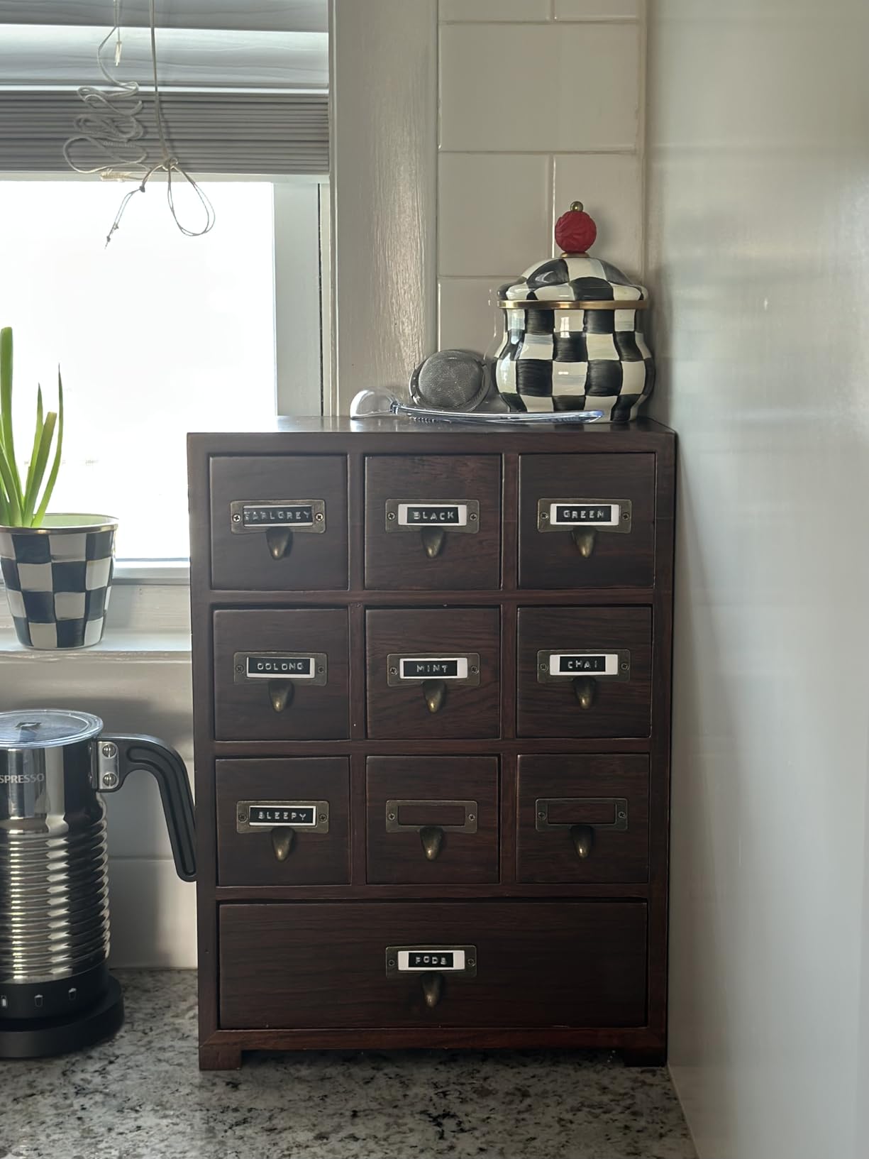 Library Card Catalog Solid Wood Small Curio Cabinet | Retro Storage Organizer Apothecary Drawer Dresser | Thread Coin Trading Card Storage Shelf | Tall - FULLY ASSEMBLED customer photo 1