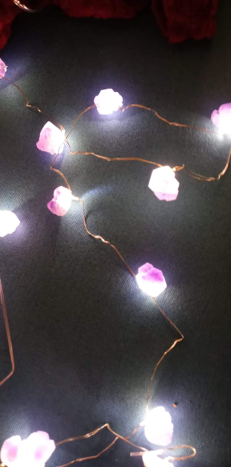 Natural Amethyst Decorative Lights Crystal Indoor String Lights Raw Stones 8.5feet 20LEDs with Remote Control, Hanging Healing Reiki Ornaments Battery Operated for Room Wedding Valentines Day Decor customer photo 2