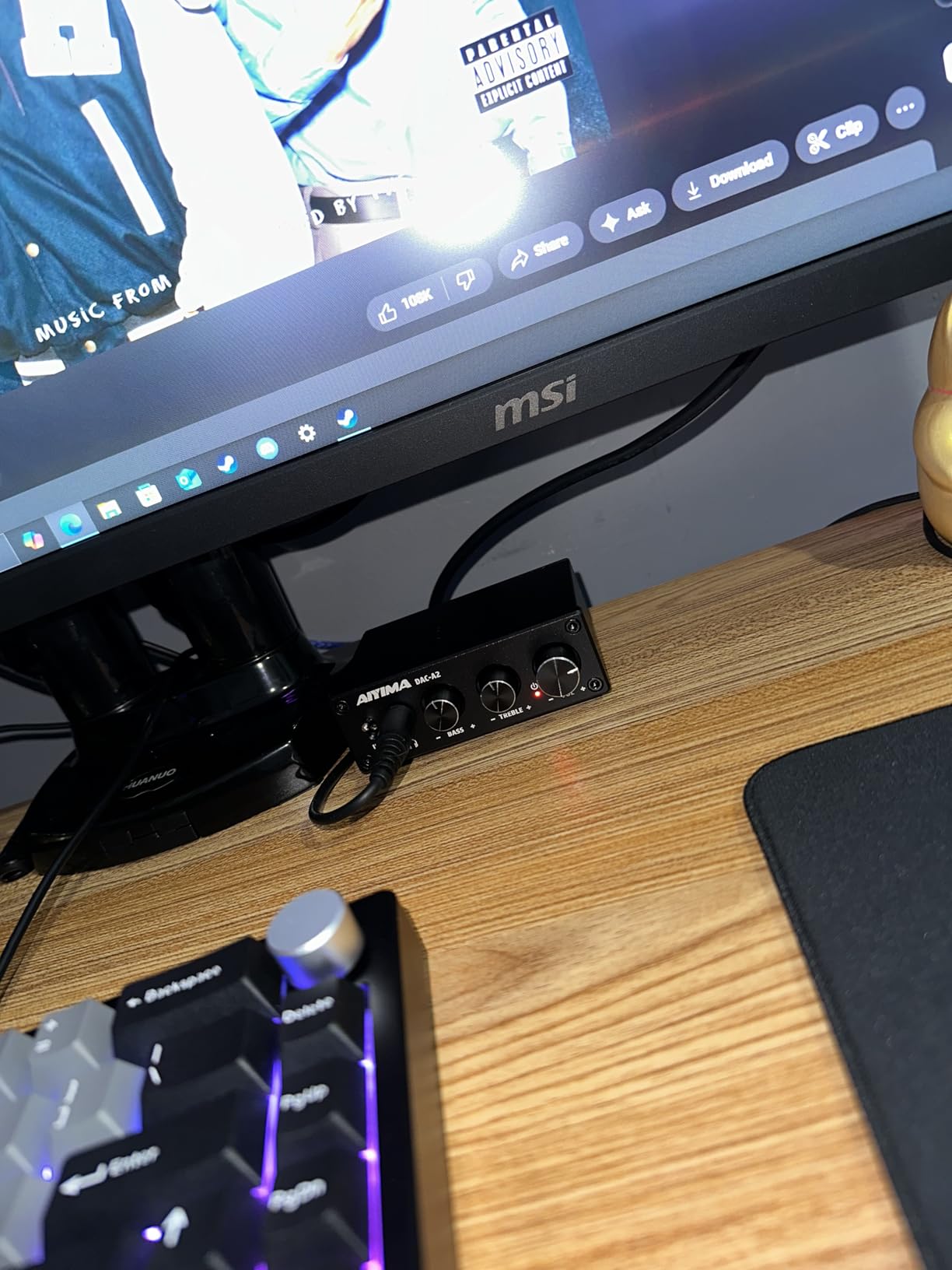 AIYIMA DAC-A2 Headphone Amplifier DAC with Bass Treble Controls PC-USB/Optical/Coaxial Inputs, RCA/3.5mm Headphone Ouput Digital to Analog Desktop Audio Converter DC 5V 24Bit 192kHz customer photo 1
