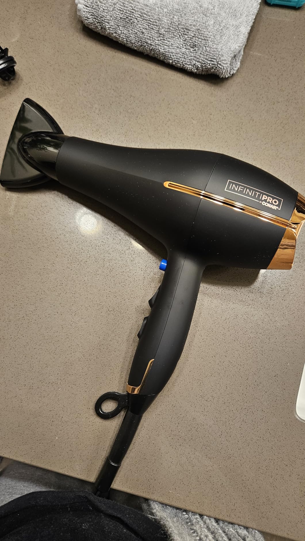 Conair InfinitiPRO Hair Dryer with Diffuser & Concentrator, 1875W, Ceramic blow dryer for all hair types with no-slip grip, multiple heat/speed settings, and a 6-foot cord for flexible styling customer photo 2