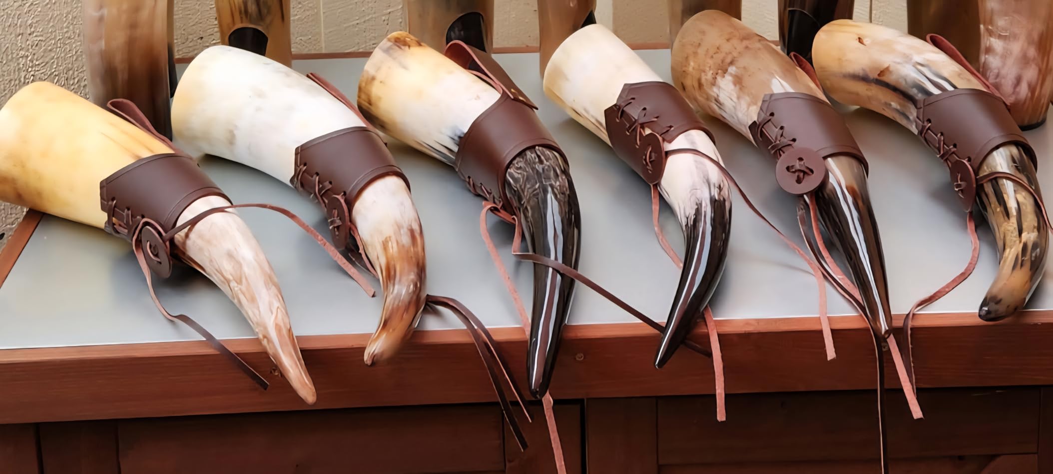 Viking Horn Mugs - Handmade Home Real Viking Drinking Cup with Leather Straps customer photo 2