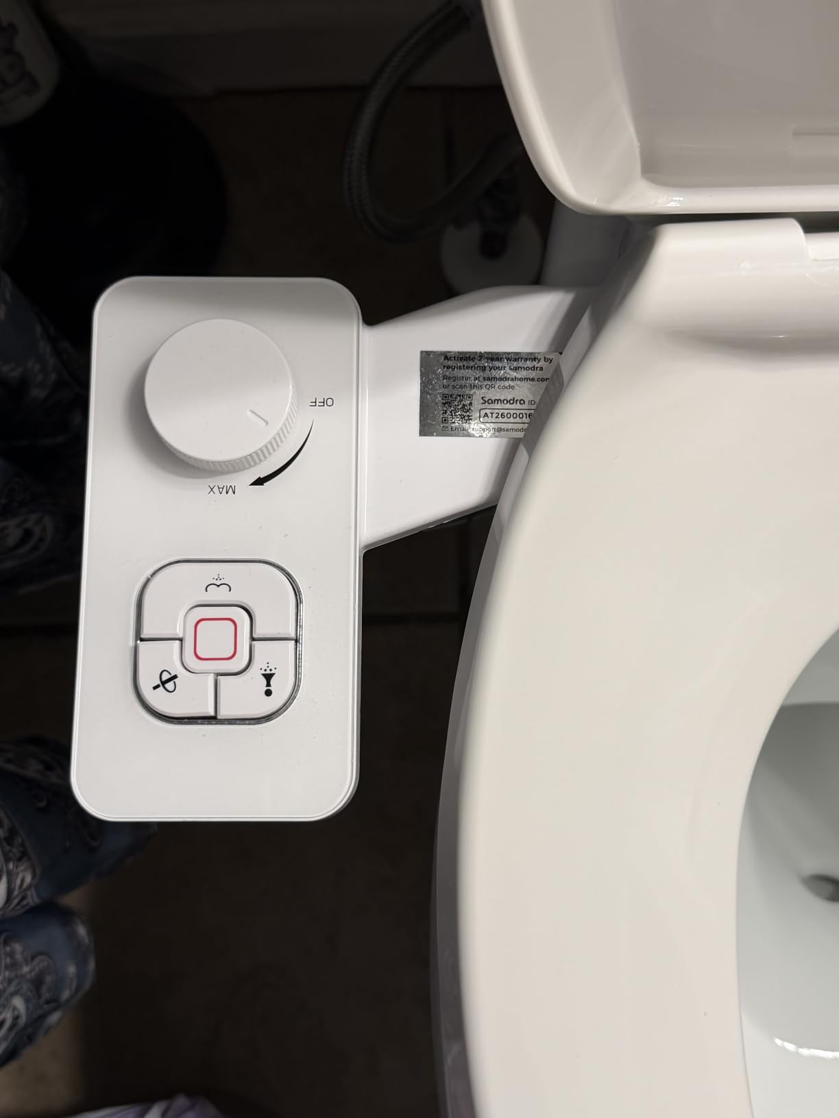 SAMODRA Bidet Attachment, Non-Electric Cold Water Bidet Toilet Seat Attachment with Pressure Controls, Retractable Self-Cleaning Dual Nozzles for Frontal & Rear Wash - Black customer photo 1