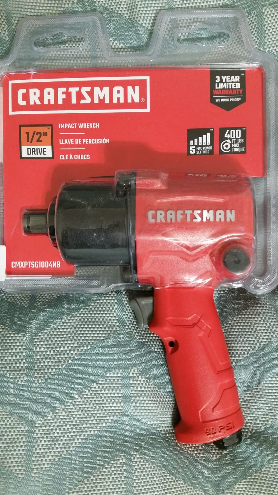 CRAFTSMAN ½-in 400-ft-lbs Air Impact Wrench, Heavy-Duty All-Metal Build, Variable Power Settings, 5 SCFM at 90 PSI customer photo 2