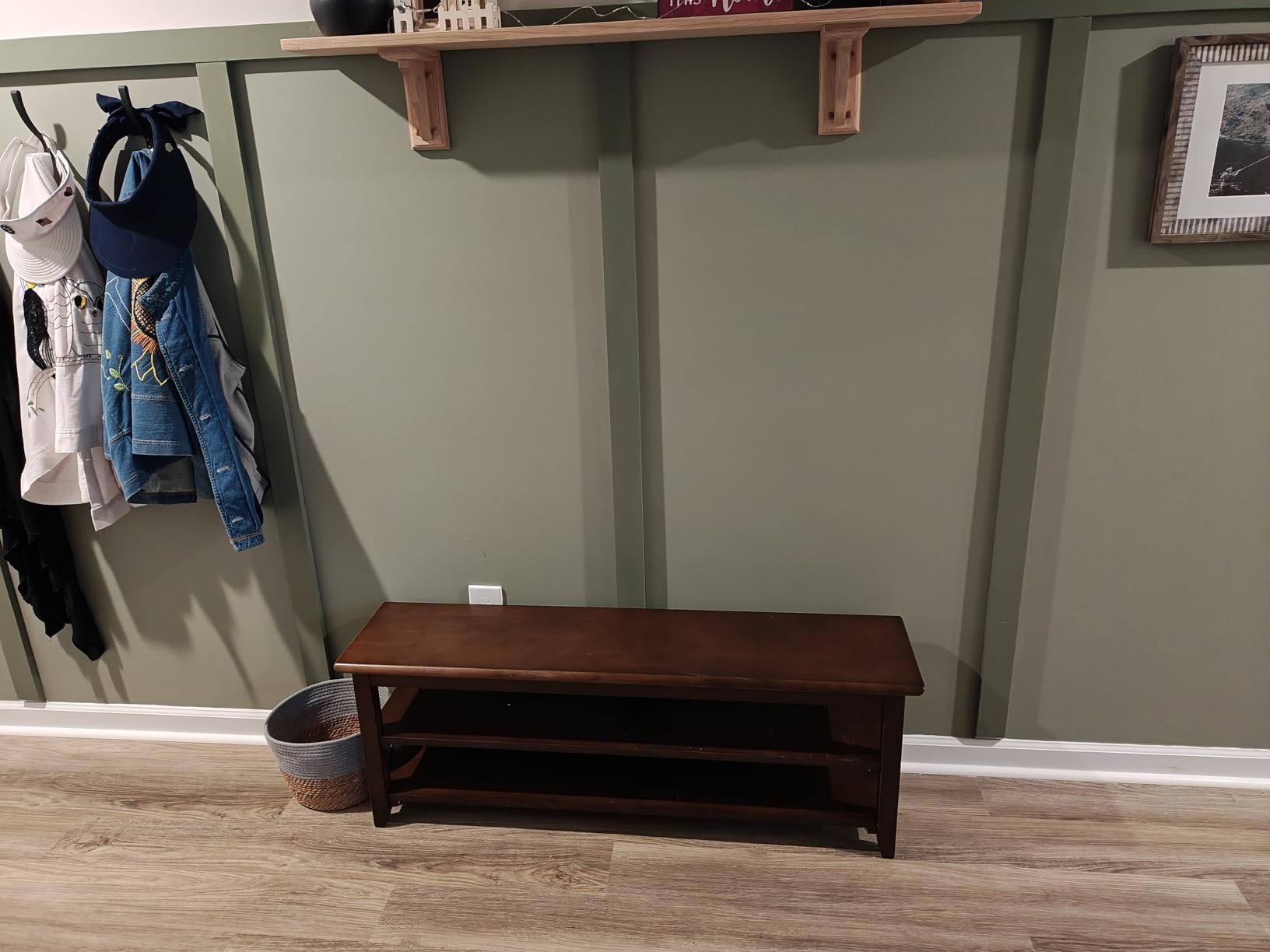XKZG Shoe Rack Bench Wooden Shoe Storage Bench Rustic Solid Wood Entryway Bench (Brown,31.5