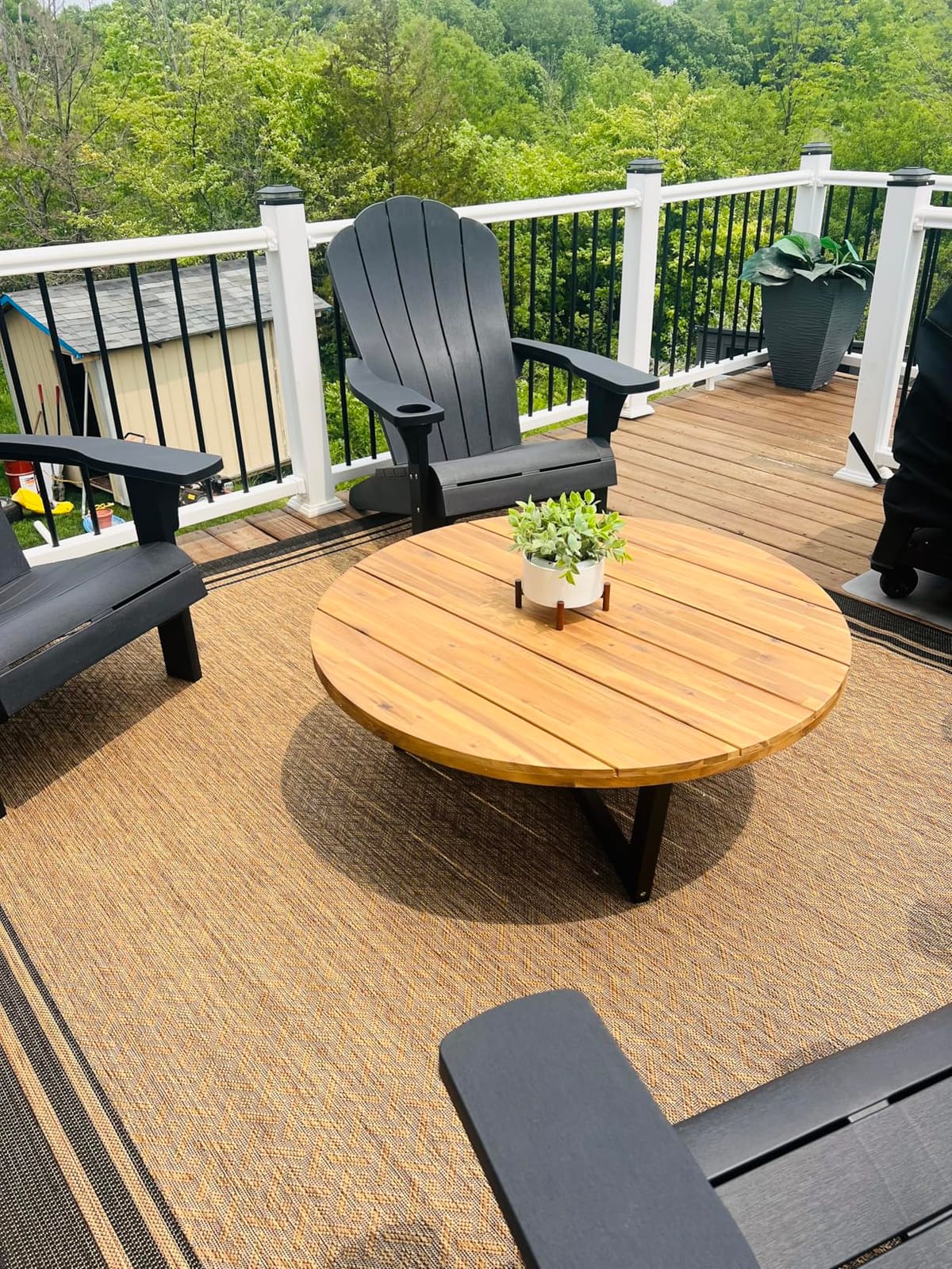Gertmenian Indoor/Outdoor Flatweave Area Rug - 9x13 Extra Large, Stain & UV Resistant, Ideal For Deck, Patio, Poolside, Mudroom - Simple Border, Black/Tan, 22012 customer photo 2
