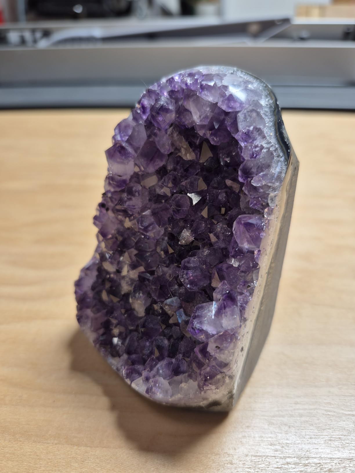 Natural Amethyst Cluster with Polished Edges 2-2.5 lb Healing Crystal Stone | Deep Purple Real Raw Geode Healing Crystal Rock From Uruguay Each Piece is Unique & Natural, Free Velvet Pouch of Rose Quartz customer photo 2