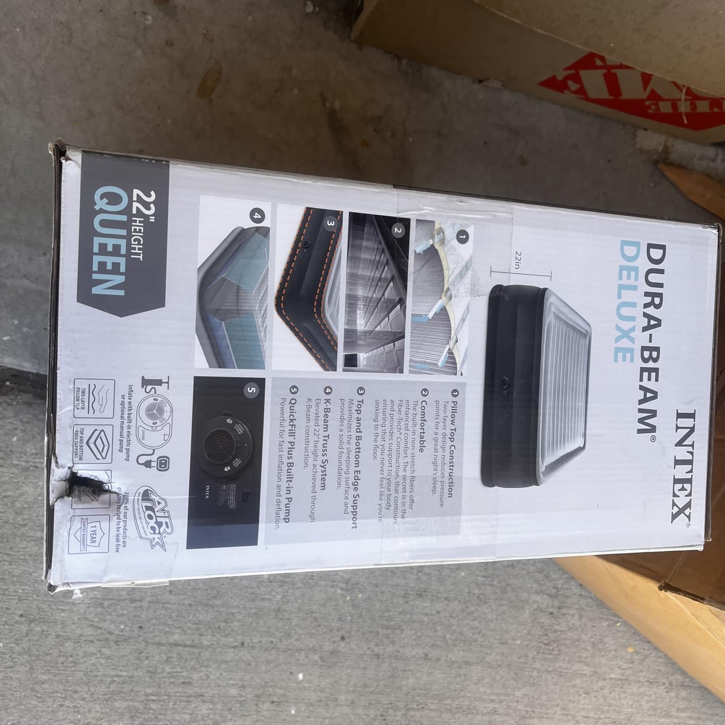 Intex 64417ED 22in Queen Dura-Beam Comfort Plush High-Rise Inflatable Air Mattress with Built in Pump for Travel and Camping, 600lb Weight Capacity customer photo 1