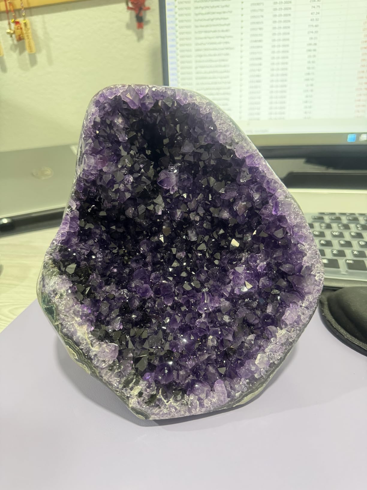 Large Natural Amethyst (6.5 lb to 8 lb) Crystal Clusters Stone from Uruguay Raw Geode Quartz - Deep Purple Color customer photo 2
