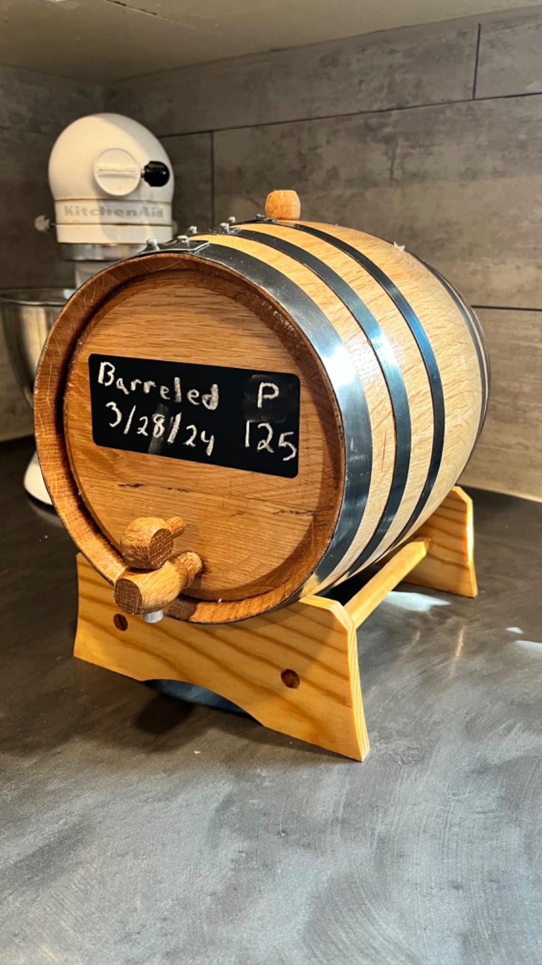 American Oak Barrel (2 liter) with Chalkboard Front - Charred Mini Keg for Aging Cocktails, Bourbon, Scotch, Whiskey, Gin, Hot Sauce - Home Bar Decor by Thousand Oaks Barrel Co. customer photo 1