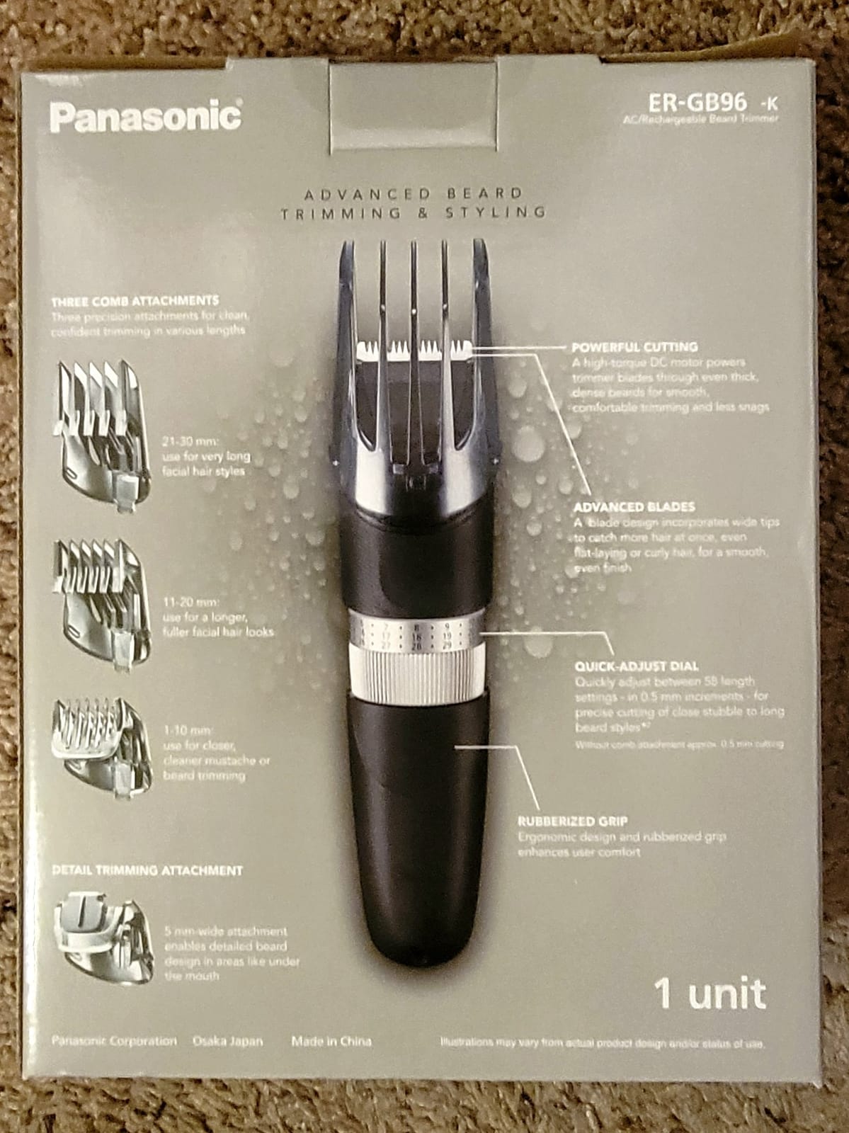 Panasonic Long Beard Trimmer for Men, 58 Length Settings and 4 Attachments to Cut and Detail, Corded or Cordless Beard Trimmer for Men - ER-GB96-K (Black) customer photo 2