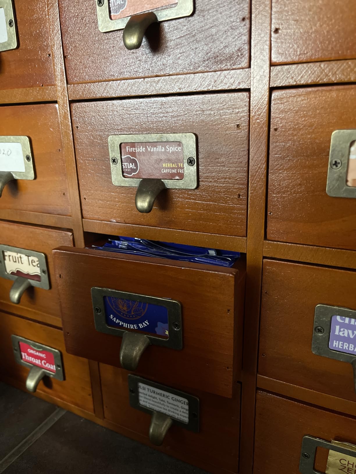 Card Catalog Desk Drawer Organizer - Wooden Storage Box with 16 Drawers - Home Office Desk Organizer Curio Cabinet - Rustic Drawers Dressers for Countertop - Apothecary Cabinet Tea Coffee Pod Storage customer photo 1