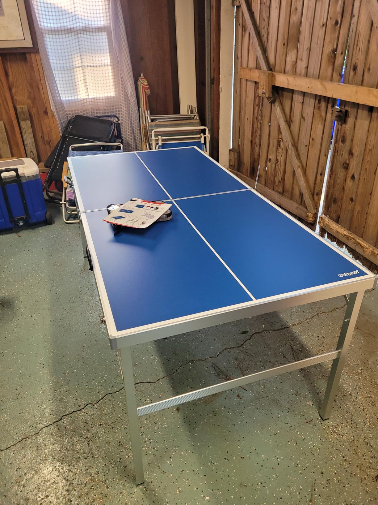 GoSports Mid-Size Table Tennis Game Set - Red or Blue - Indoor/Outdoor Portable Table Tennis Game with Net, 2 Table Tennis Paddles and 4 Balls customer photo 1