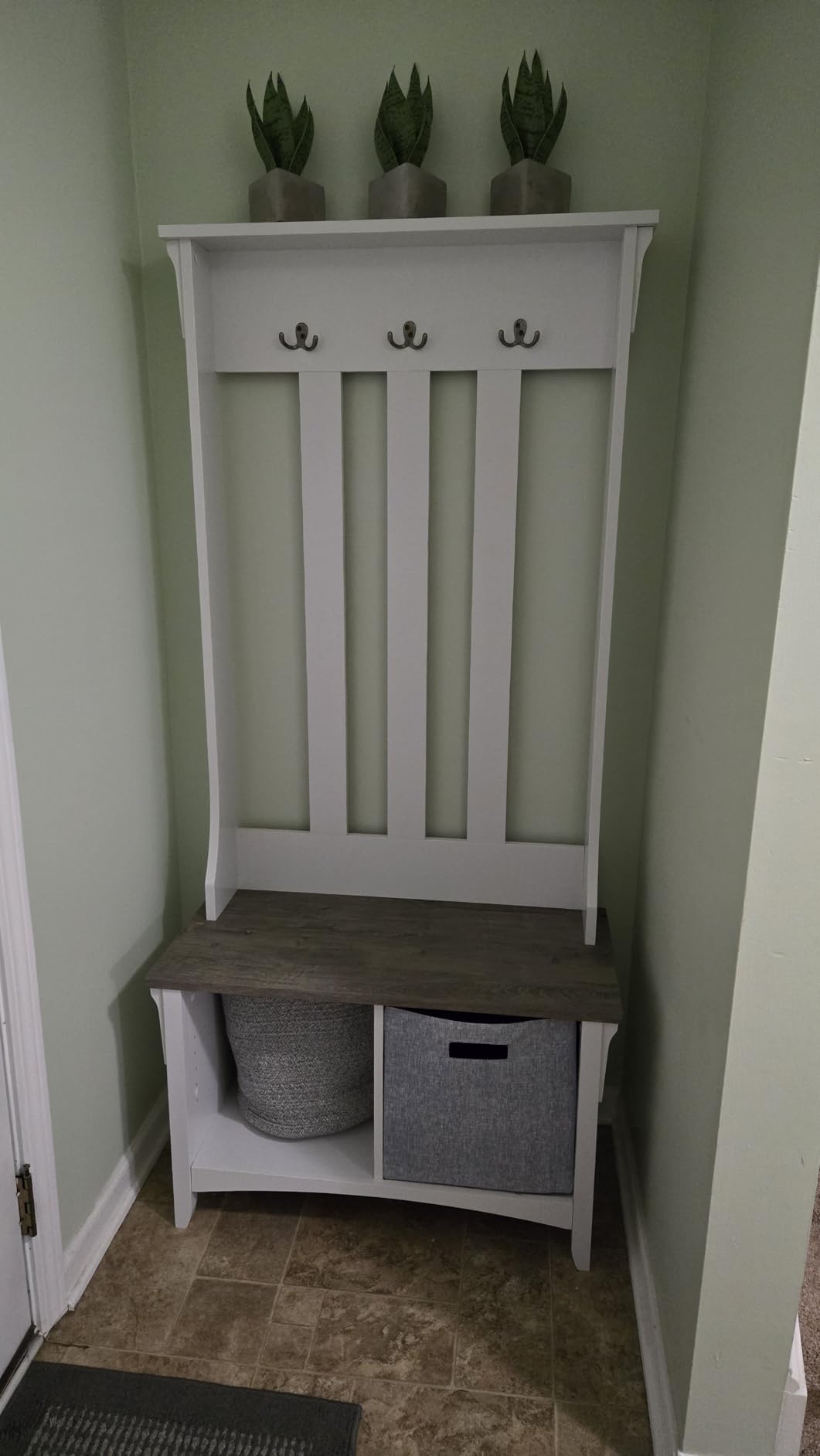 Bush Home Salinas Hall Tree with Shoe Storage Bench in Shiplap Gray and Pure White, Multi-Purpose Home Organizer, Entryway Solution with Seating and Hooks customer photo 1