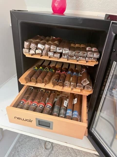 NewAir 250 Count Electric Cigar Humidor Box | Cigar Cooler Cabinet with Opti-Temp™ Heating & Cooling | Digital Temperature Controls, Spanish Cedar Shelves, and Locking Glass Door | Stainless Steel customer photo 1