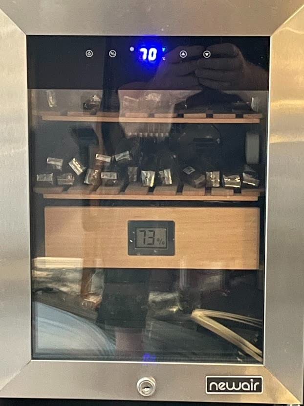 NewAir 250 Count Electric Cigar Humidor Box | Cigar Cooler Cabinet with Opti-Temp™ Heating & Cooling | Digital Temperature Controls, Spanish Cedar Shelves, and Locking Glass Door | Stainless Steel customer photo 2
