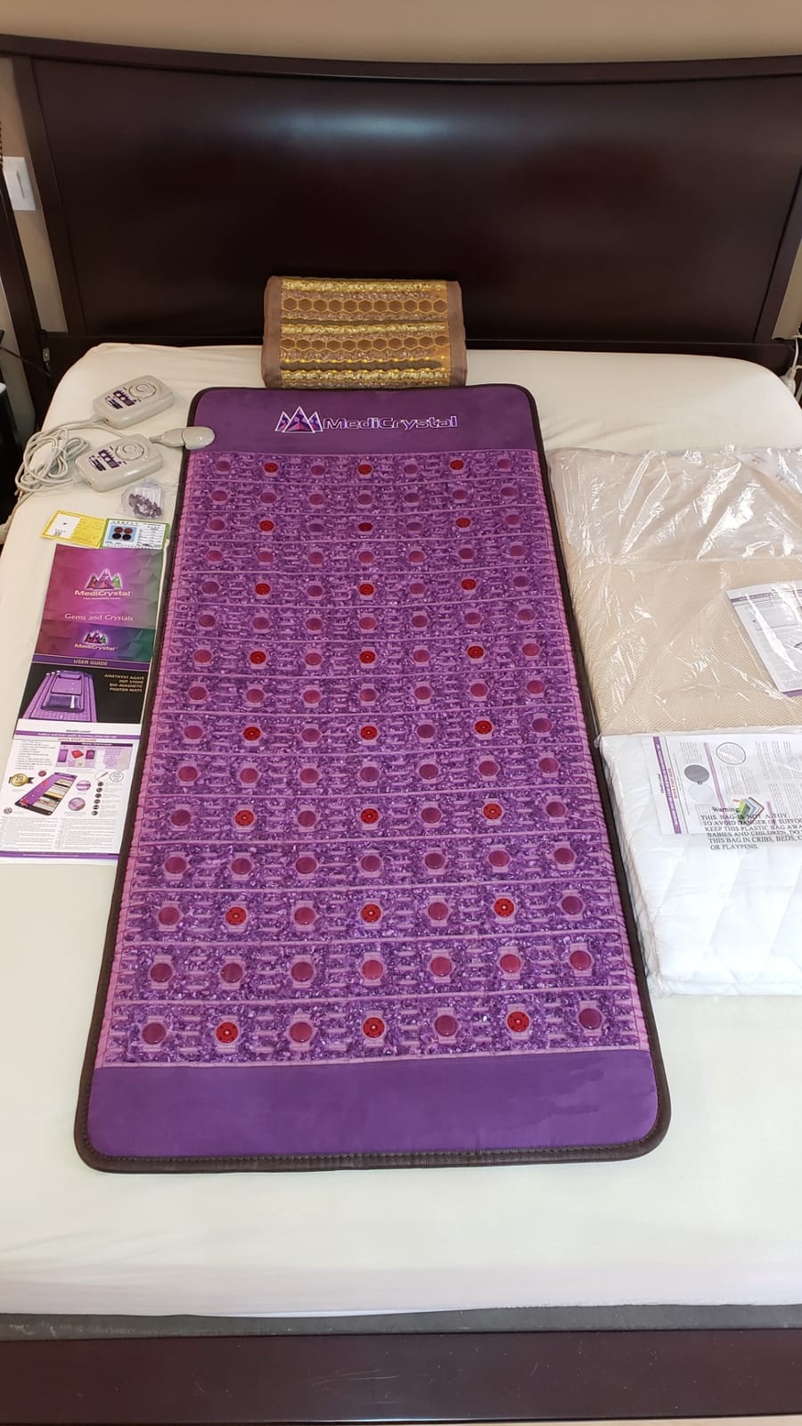 MediCrystal Far Infrared Amethyst Mat - Natural Agates + Photon Red Lights - FDA Registered - Negative Ion - Heating Pad (Mini 32