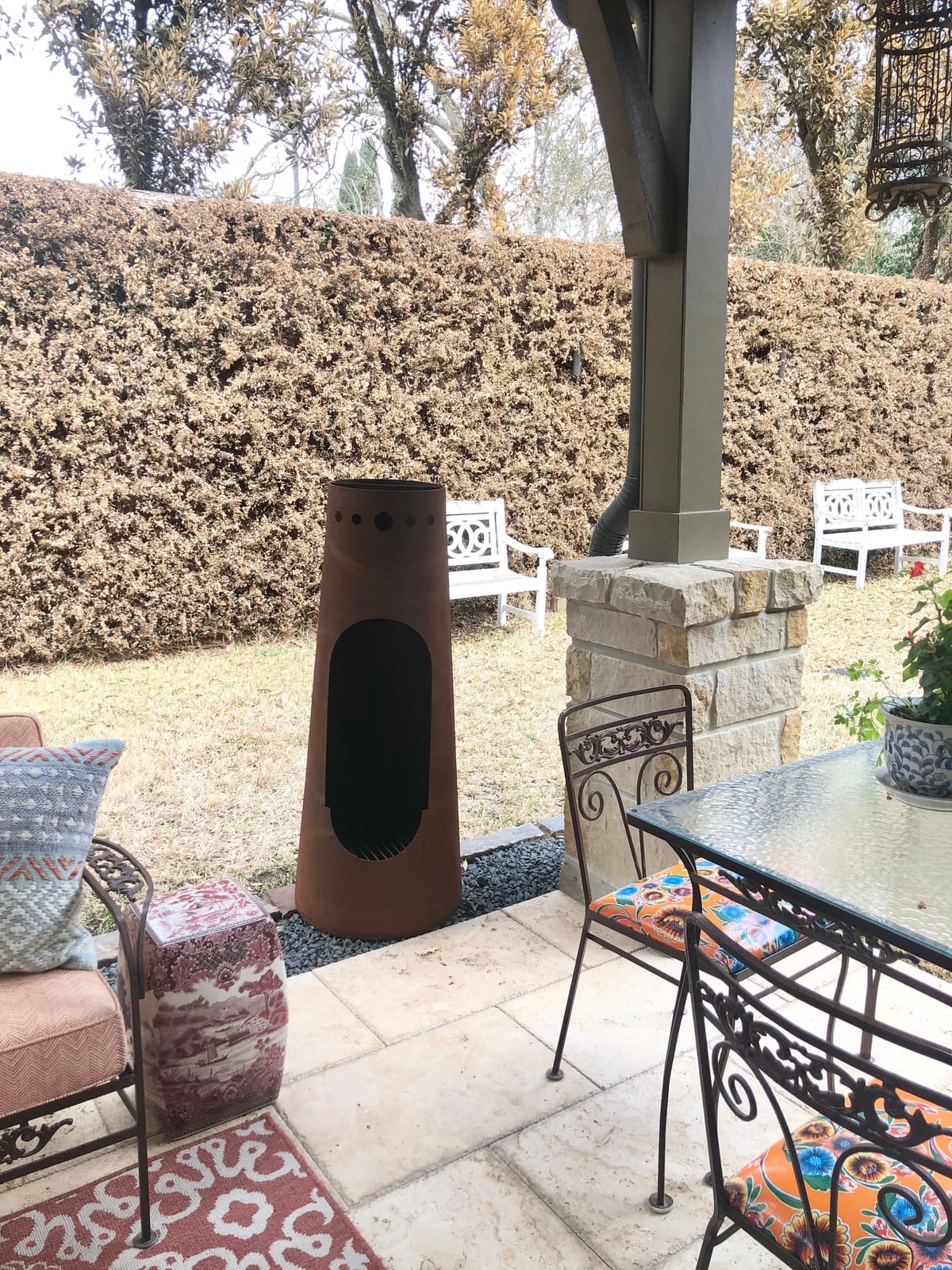 Sunnydaze Santa Fe 50-Inch Chiminea Outdoor Fire Pit - Wood-Burning Chiminea Outdoor Fireplace with Wood Grate - Rustic Patina Finish customer photo 2