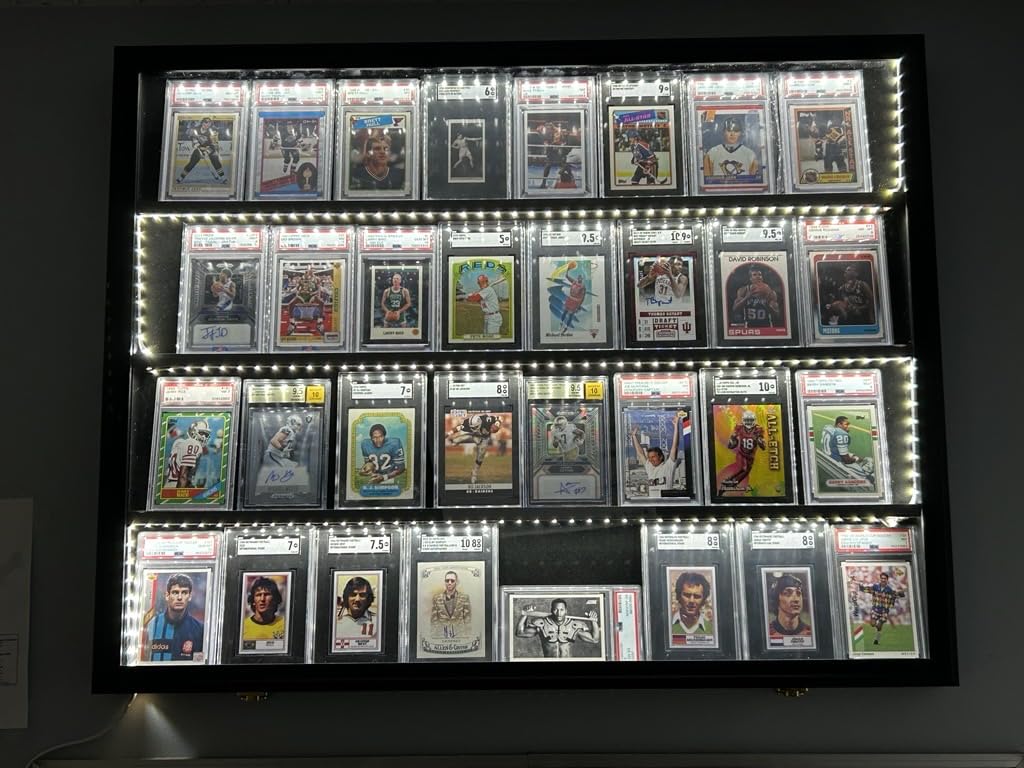 KCRasan 36 Graded Sports Card Display Case - Card Display Case Lockable | Baseball Card Display Case Lockable, Wall Display Frame for Basketball Hockey Trading Cards with UV Protection Acrylic customer photo 2