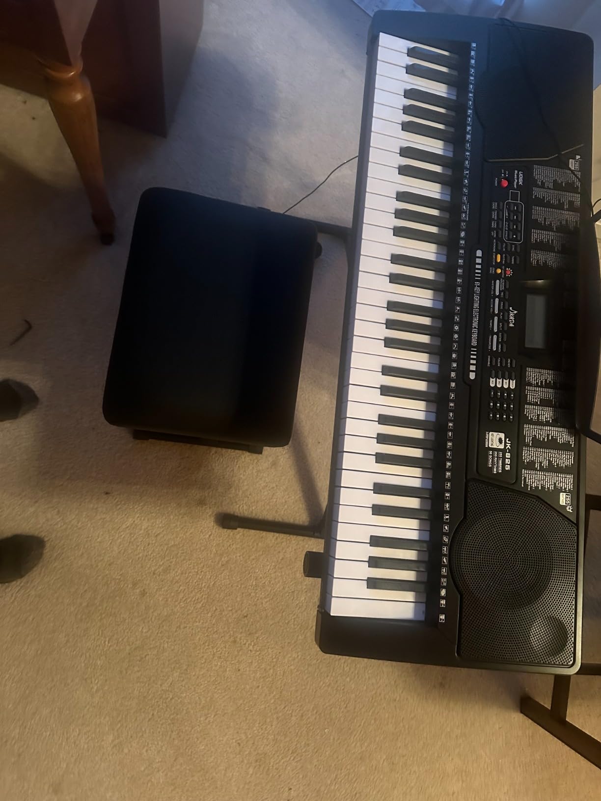 JIKADA 61 Key Portable Electronic Keyboard Piano,3 Teaching Modes | Electric Keyboard Piano Set w/Lighted Keys, Stand, Stool,LCD Screen, Built-In Speakers, Headphones, Microphone, Note Stickers customer photo 1