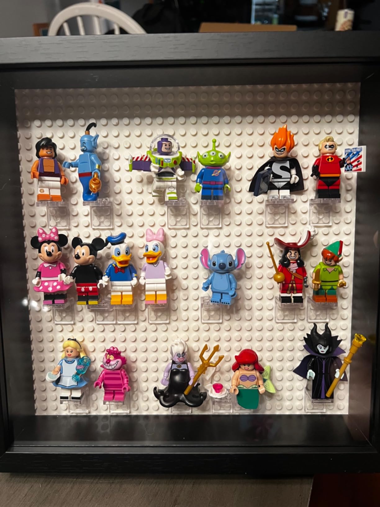 Black Wooden Minifigure Display Case - Memorabilia Display Case for Figures - 11 x 11 Inches Shadow Box Frame - for Wall and Table Top - with Dust Protection - Holds Up to 28 Figurines customer photo 1