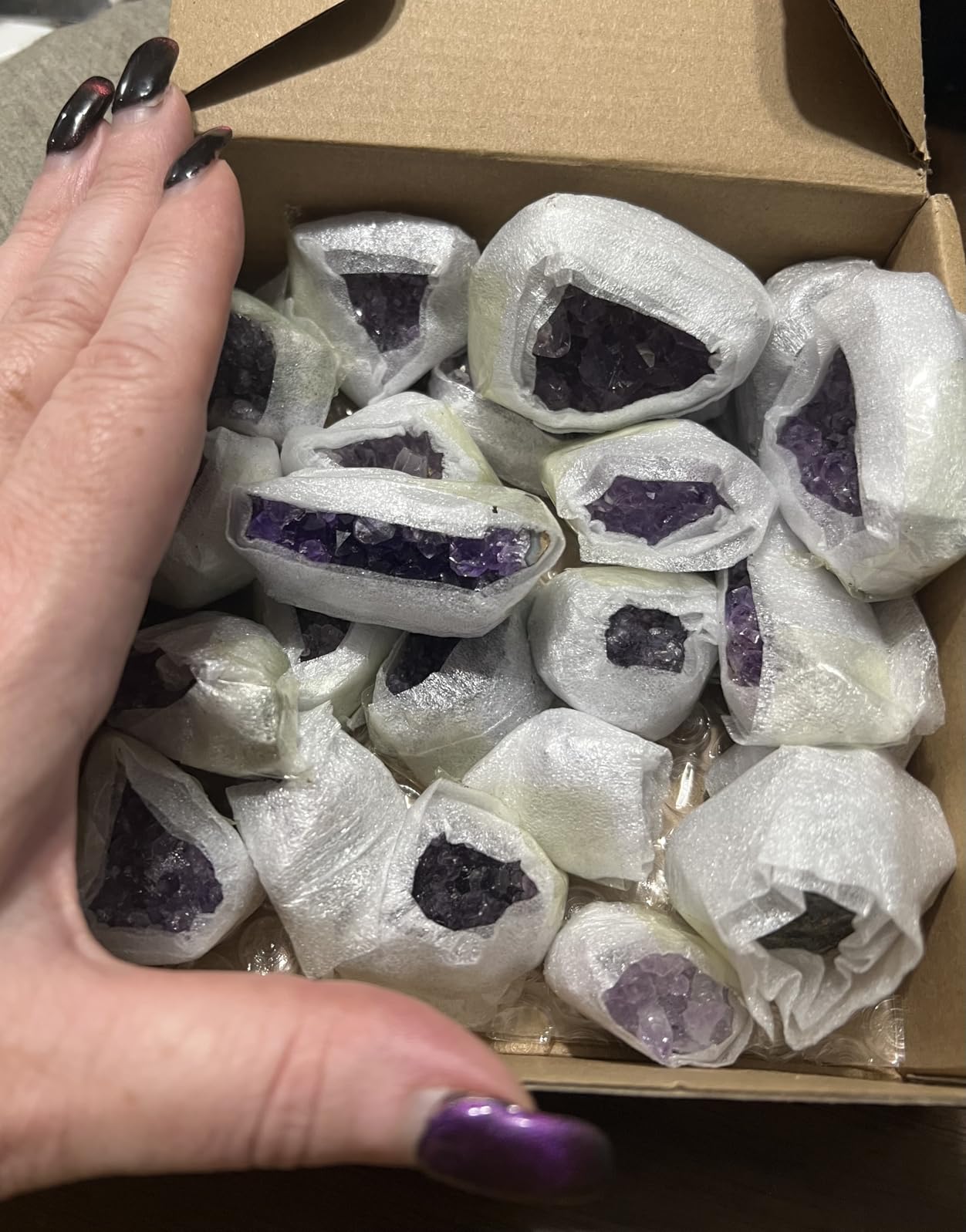 JIC Gem Amethyst Clusters Natural Raw Amethyst Geode Rock Healing Crystals Cluster Witchcraft Gemstone Specimen customer photo 1